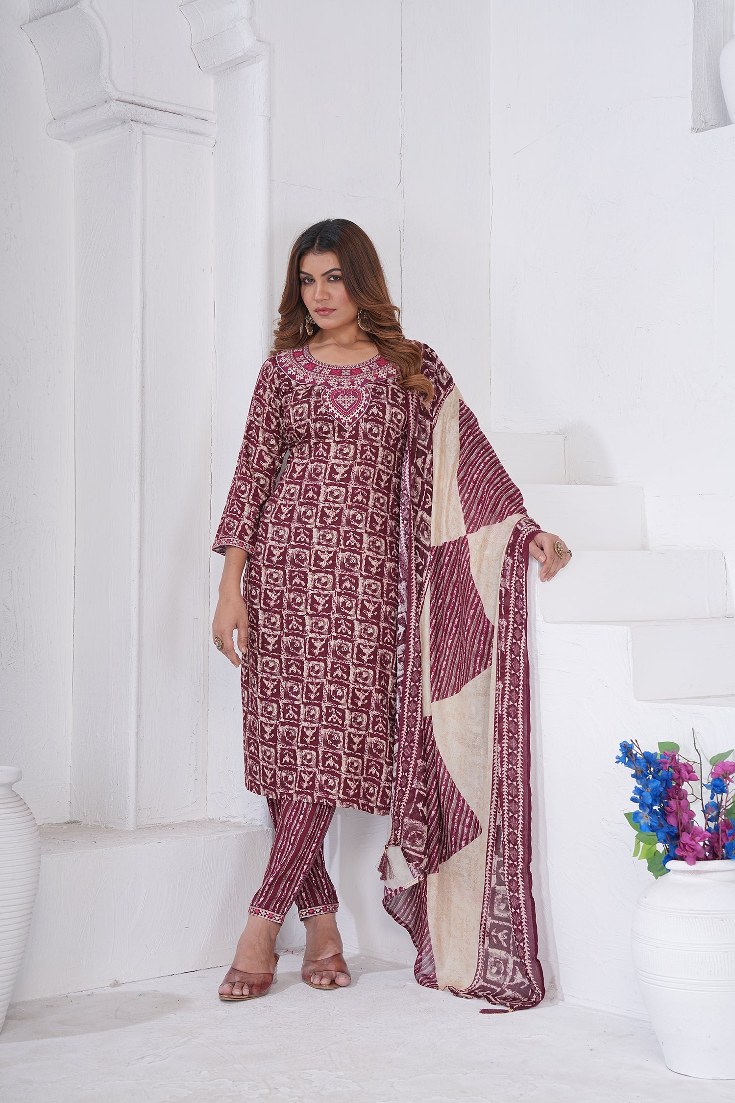 Clothiks Premium Riyon Export Quality Handwork Full stiched kurti