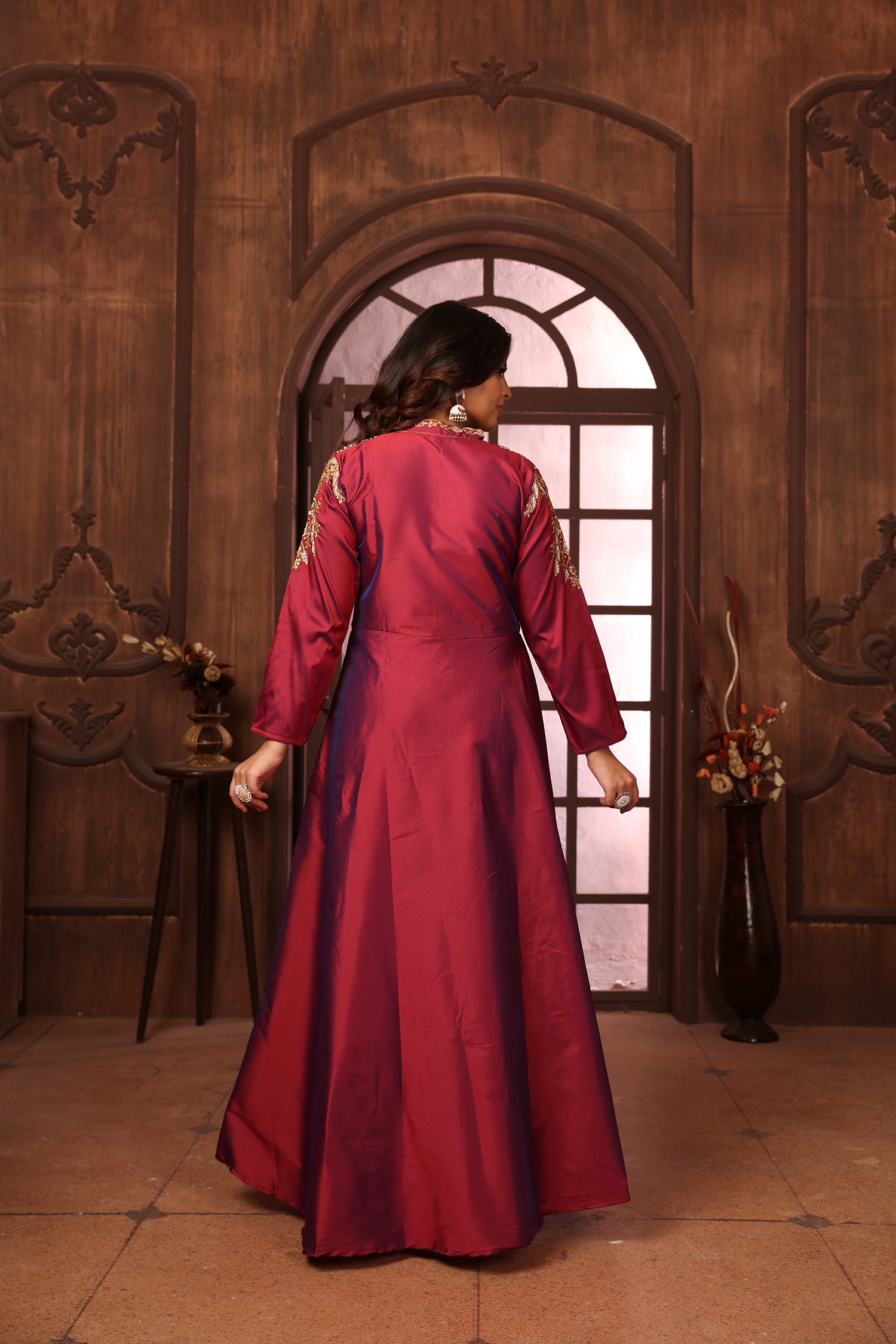Clothiks Triva Silk With Heavy Embroidery Inner Stiched goan