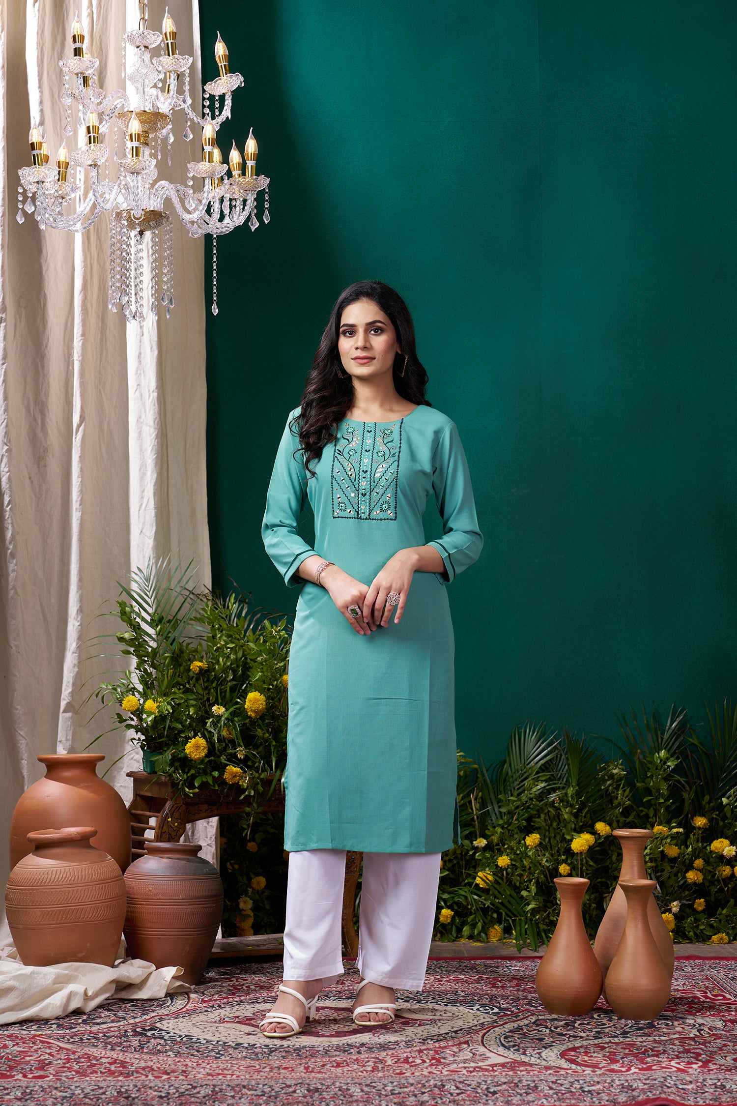 Clothiks Maaza Cotton Handwork with Pocket kurti