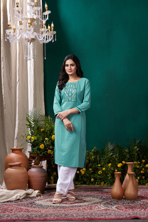 Clothiks Maaza Cotton Handwork with Pocket kurti