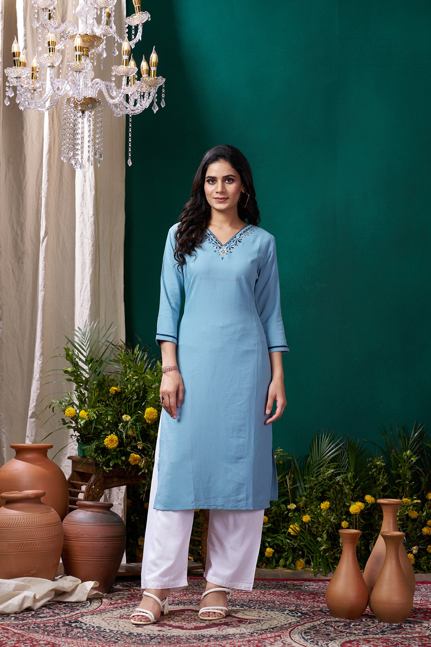 Clothiks Maaza Cotton Handwork with Pocket kurti