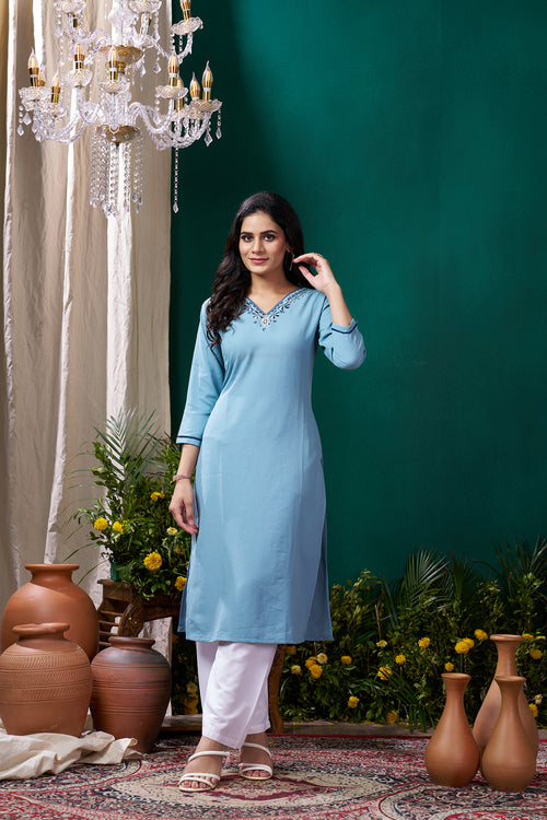 Clothiks Maaza Cotton Handwork with Pocket kurti
