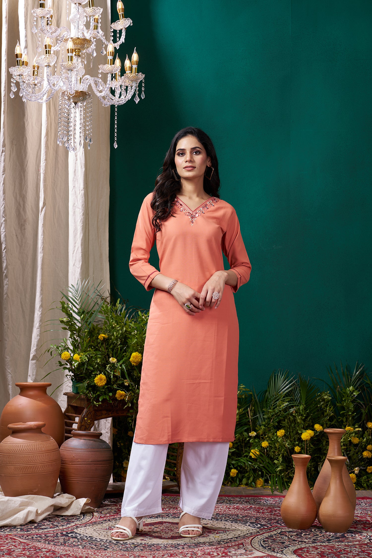 Clothiks Maaza Cotton Handwork with Pocket kurti