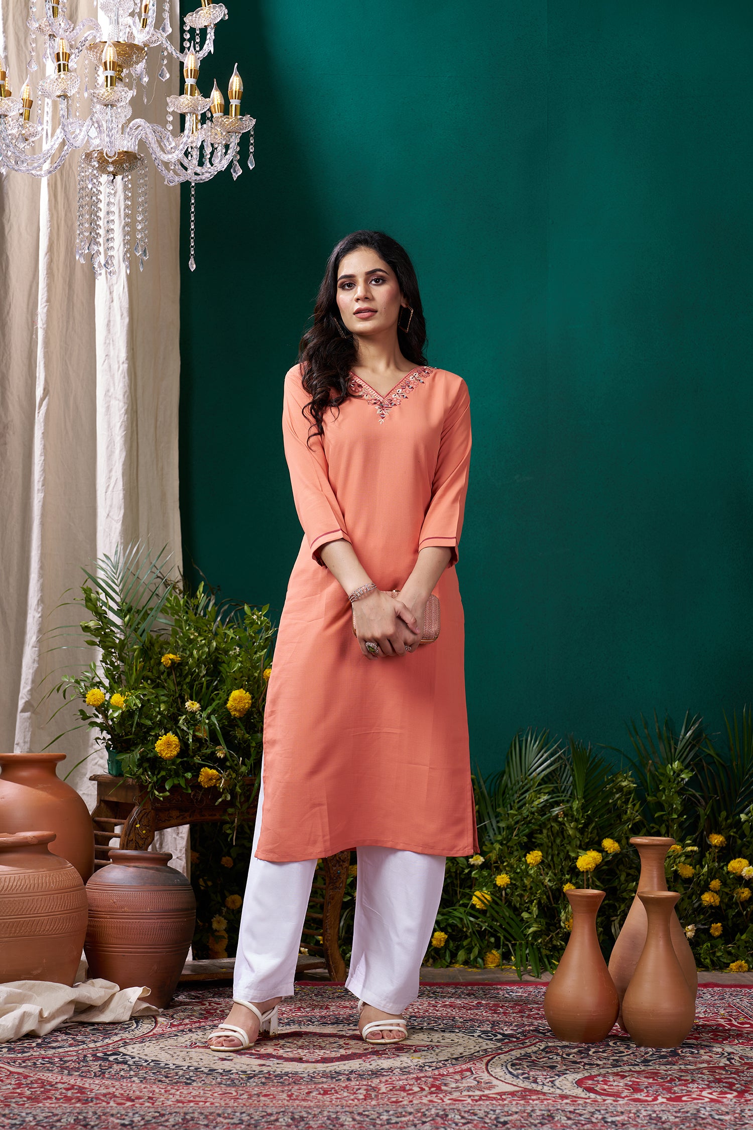 Clothiks Maaza Cotton Handwork with Pocket kurti