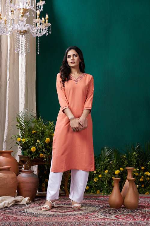 Clothiks Maaza Cotton Handwork with Pocket kurti