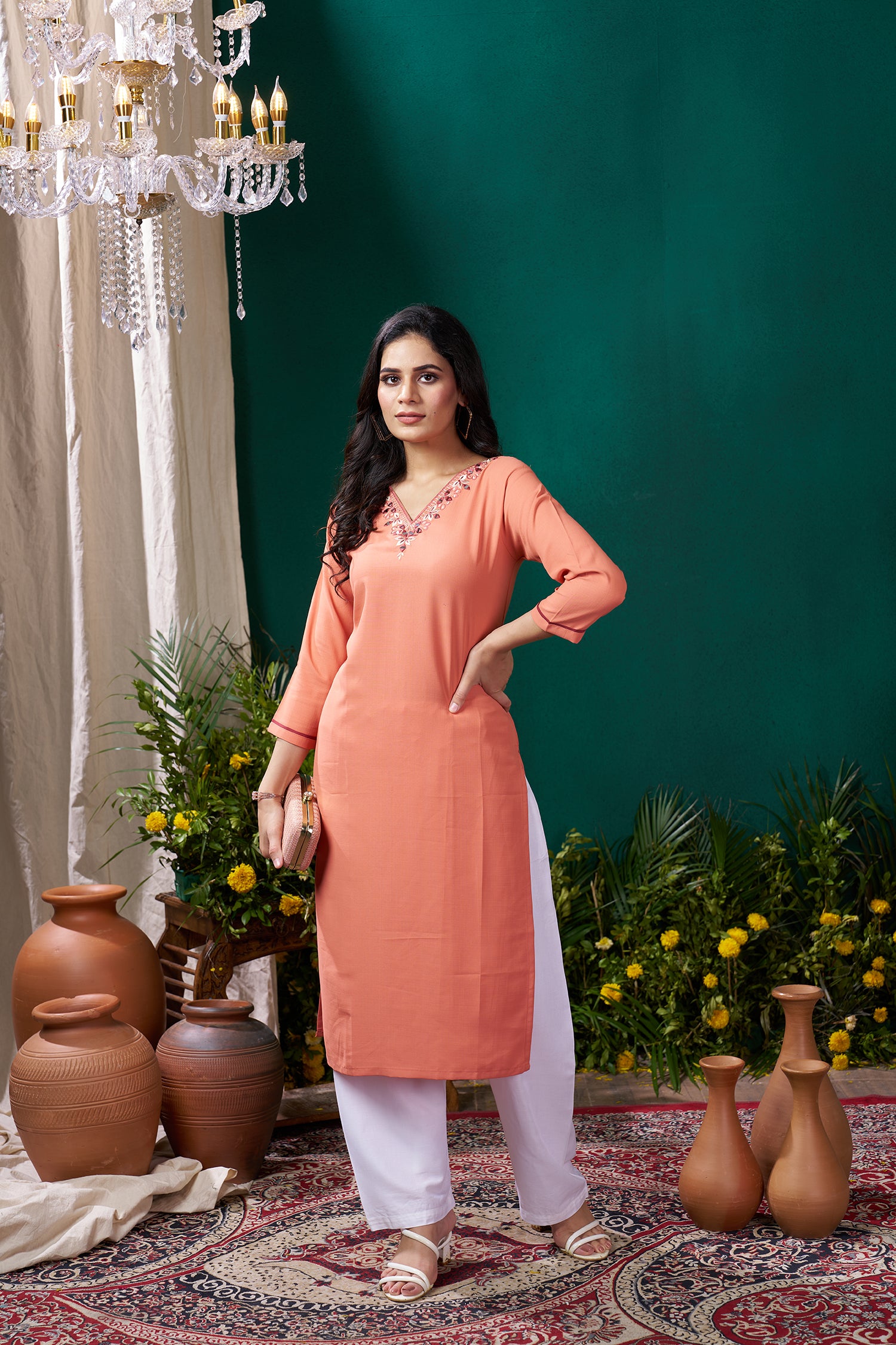 Clothiks Maaza Cotton Handwork with Pocket kurti