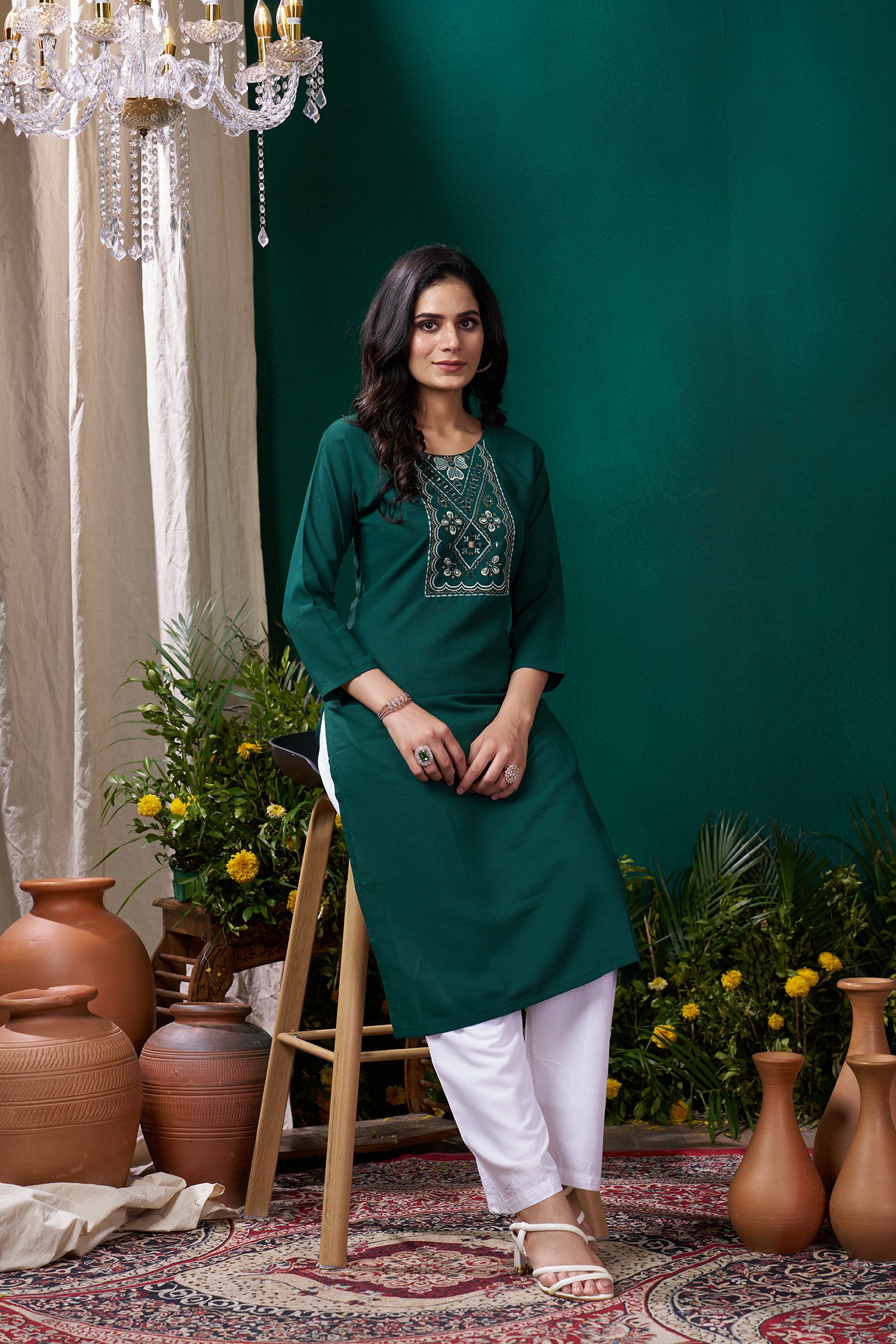 Clothiks Maaza Cotton Handwork with Pocket kurti