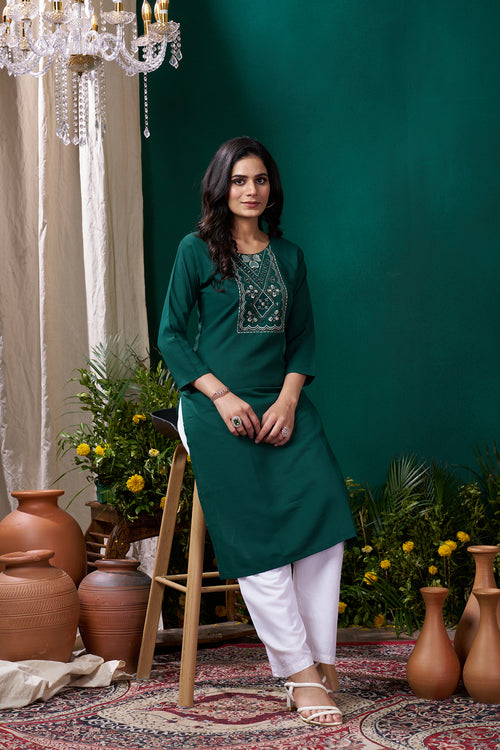 Clothiks Maaza Cotton Handwork with Pocket kurti