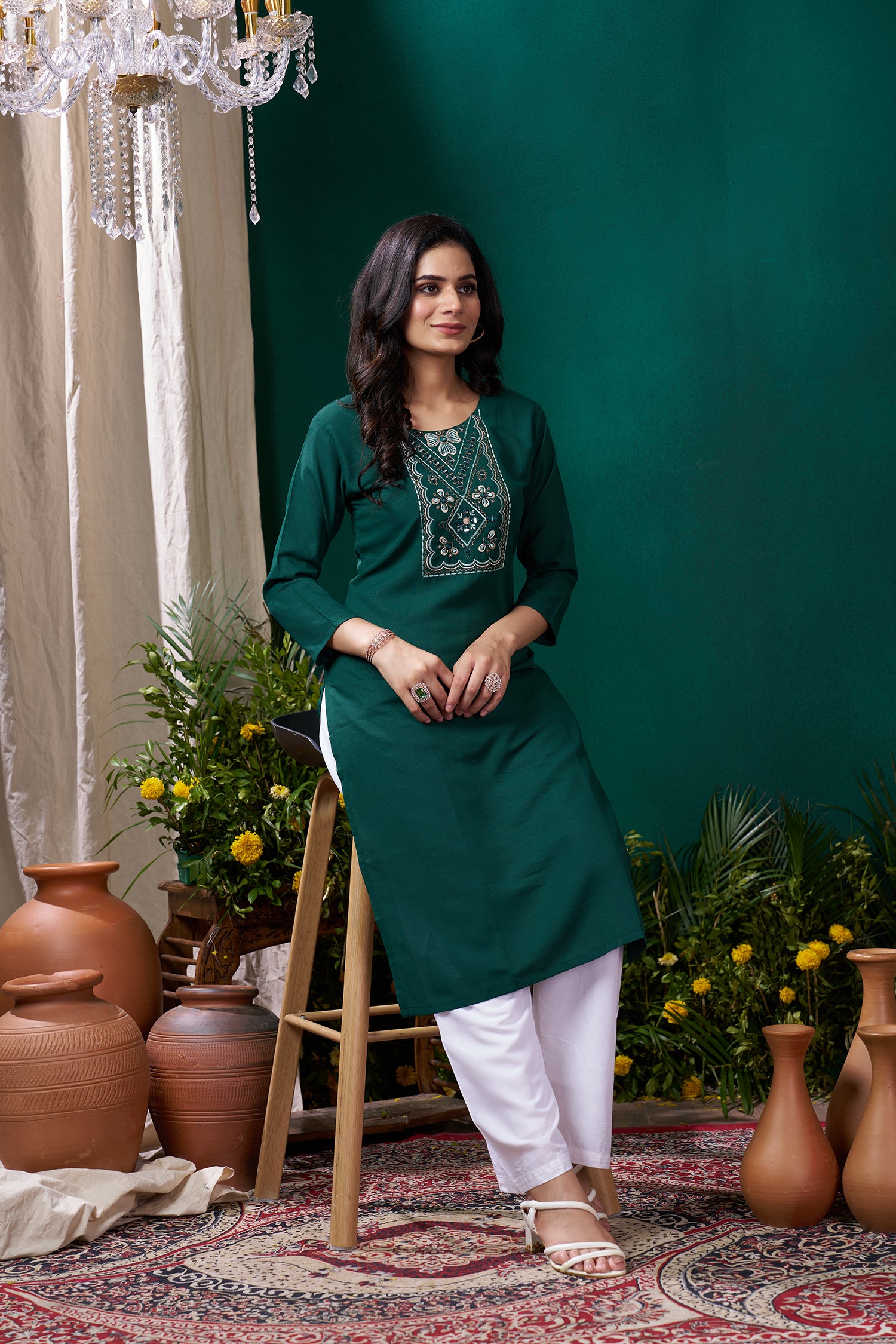 Clothiks Maaza Cotton Handwork with Pocket kurti