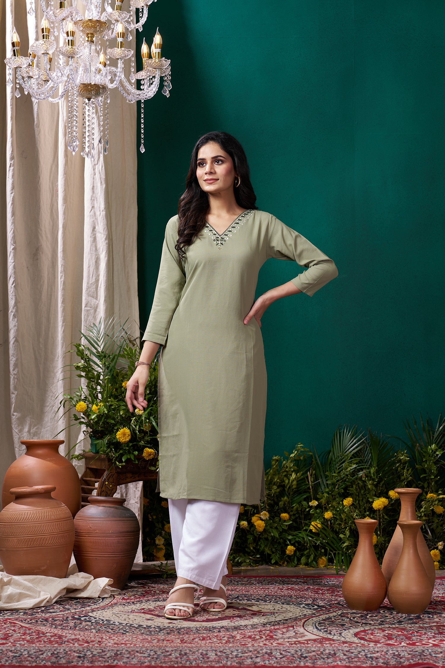 Clothiks Maaza Cotton Handwork with Pocket kurti