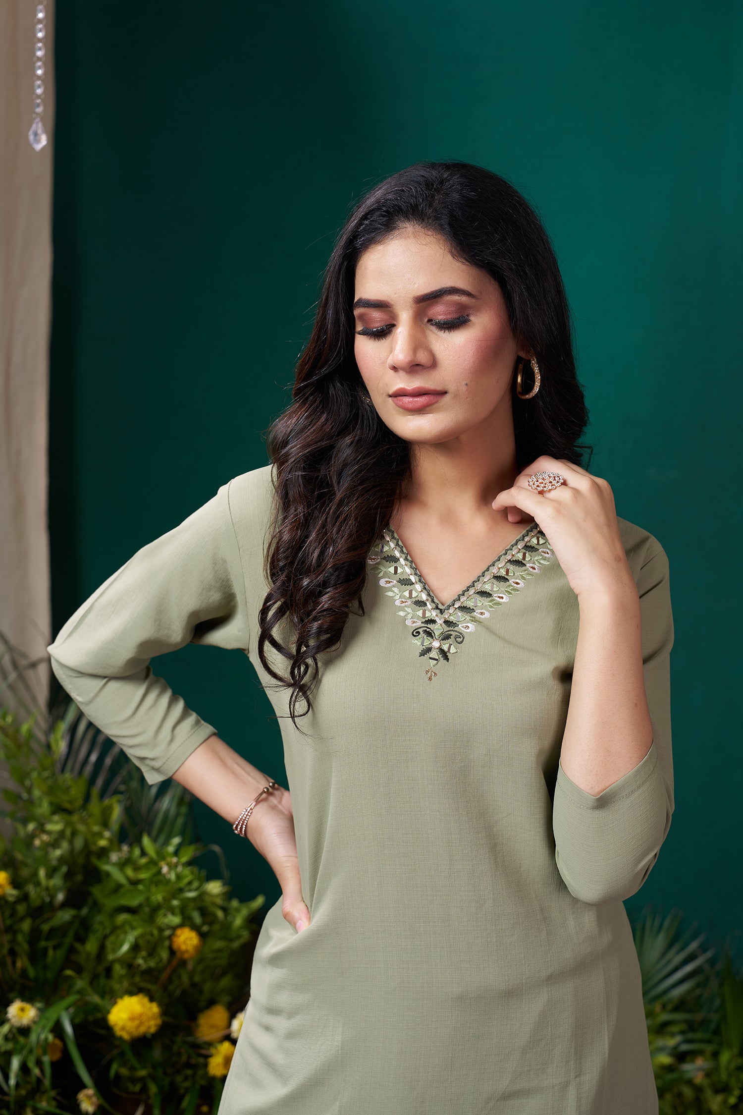 Clothiks Maaza Cotton Handwork with Pocket kurti