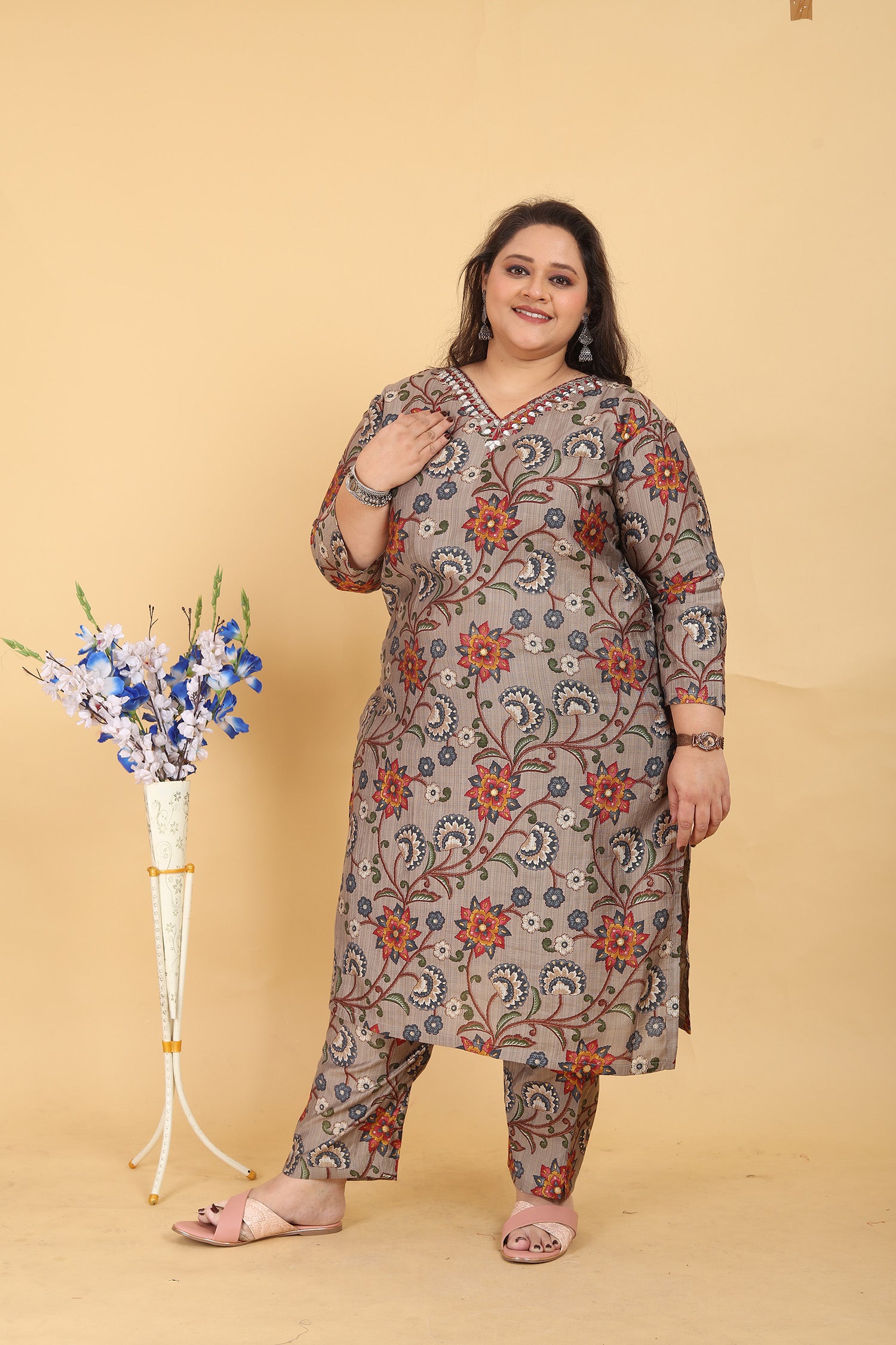 Clothiks Premium Lichi Viscose Export Quality With Handwork kurti