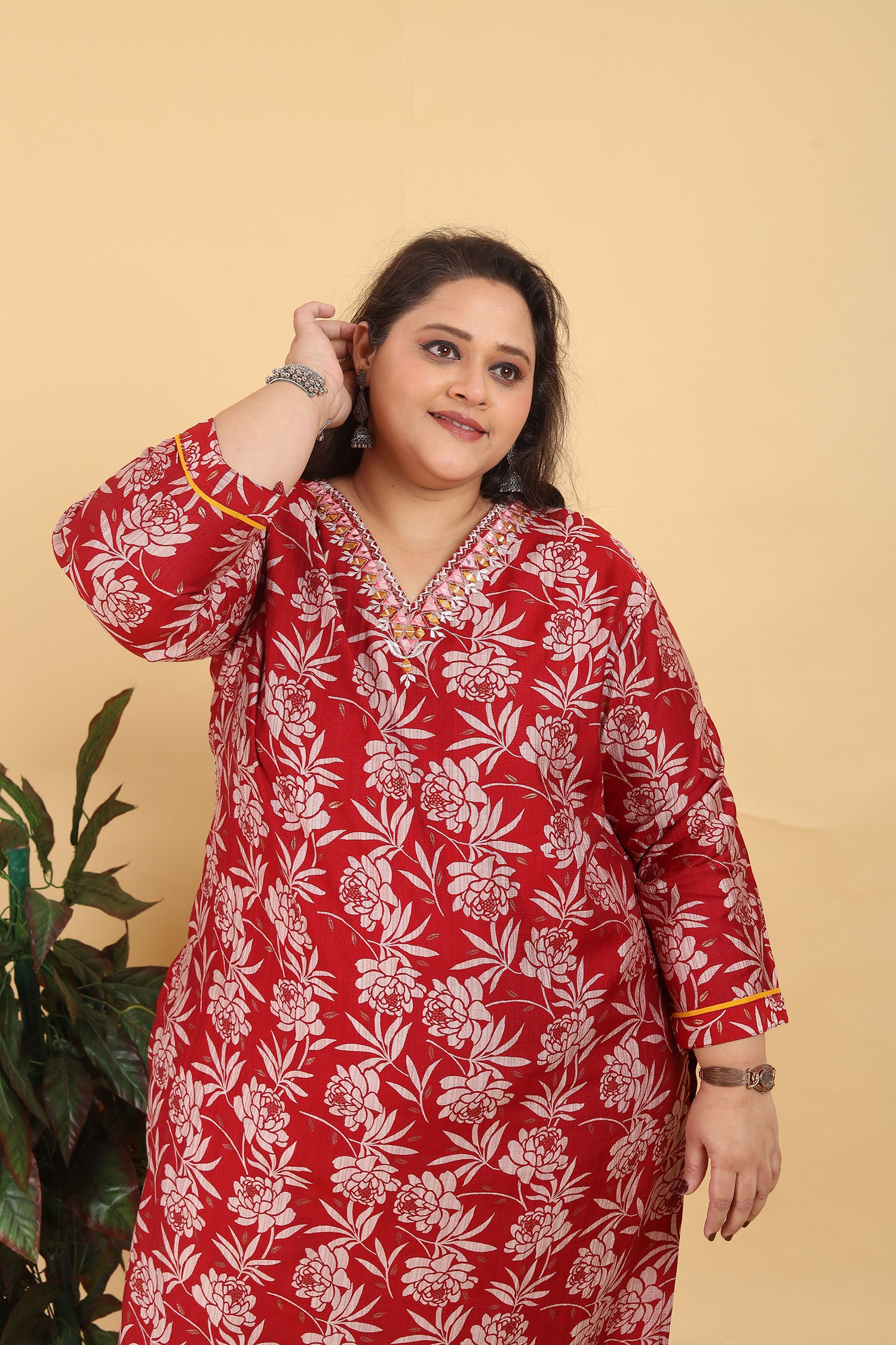 Clothiks Premium Riyon Export Quality With Handwork kurti