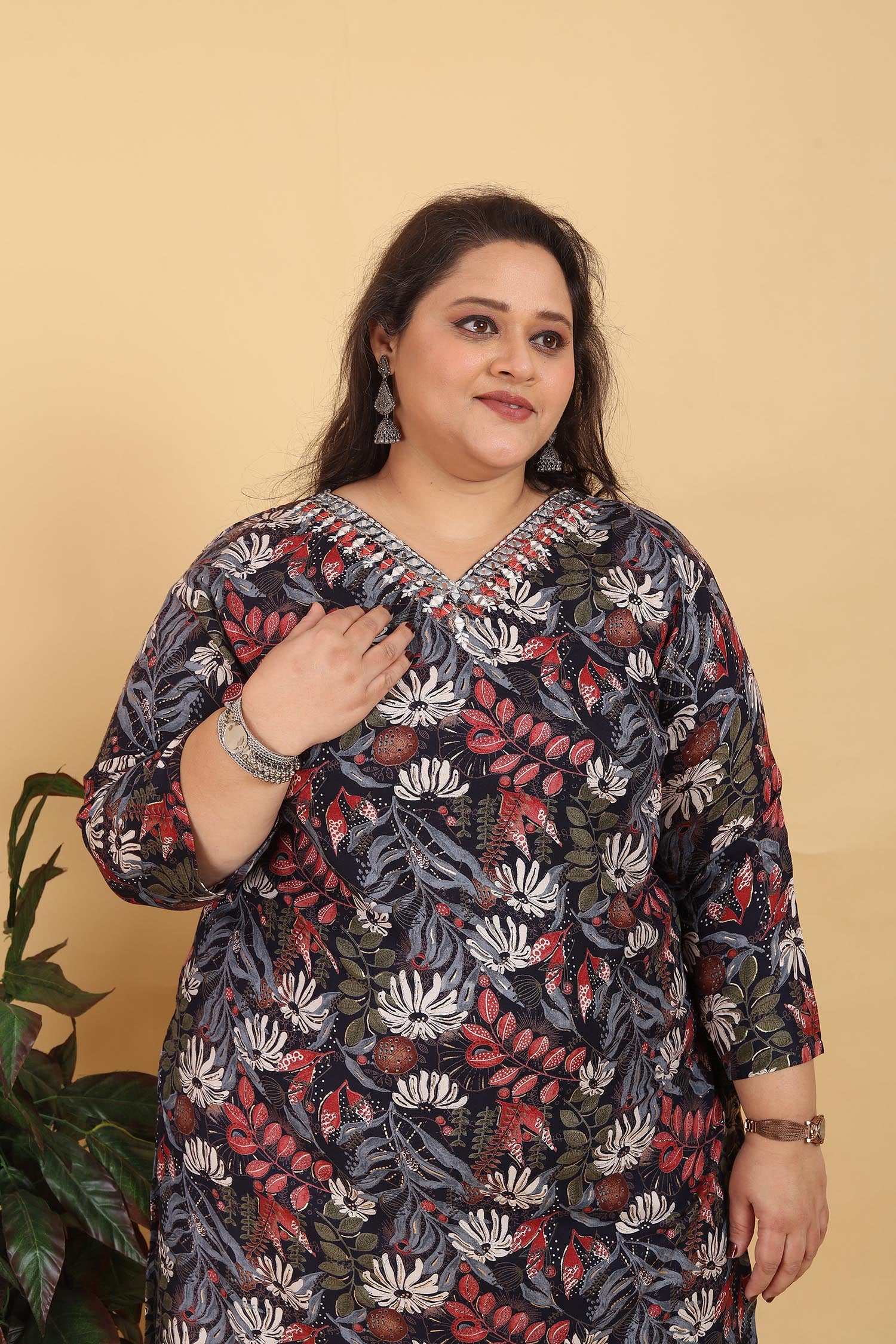 clothiks Premium Riyon Export Quality With Handwork kurti