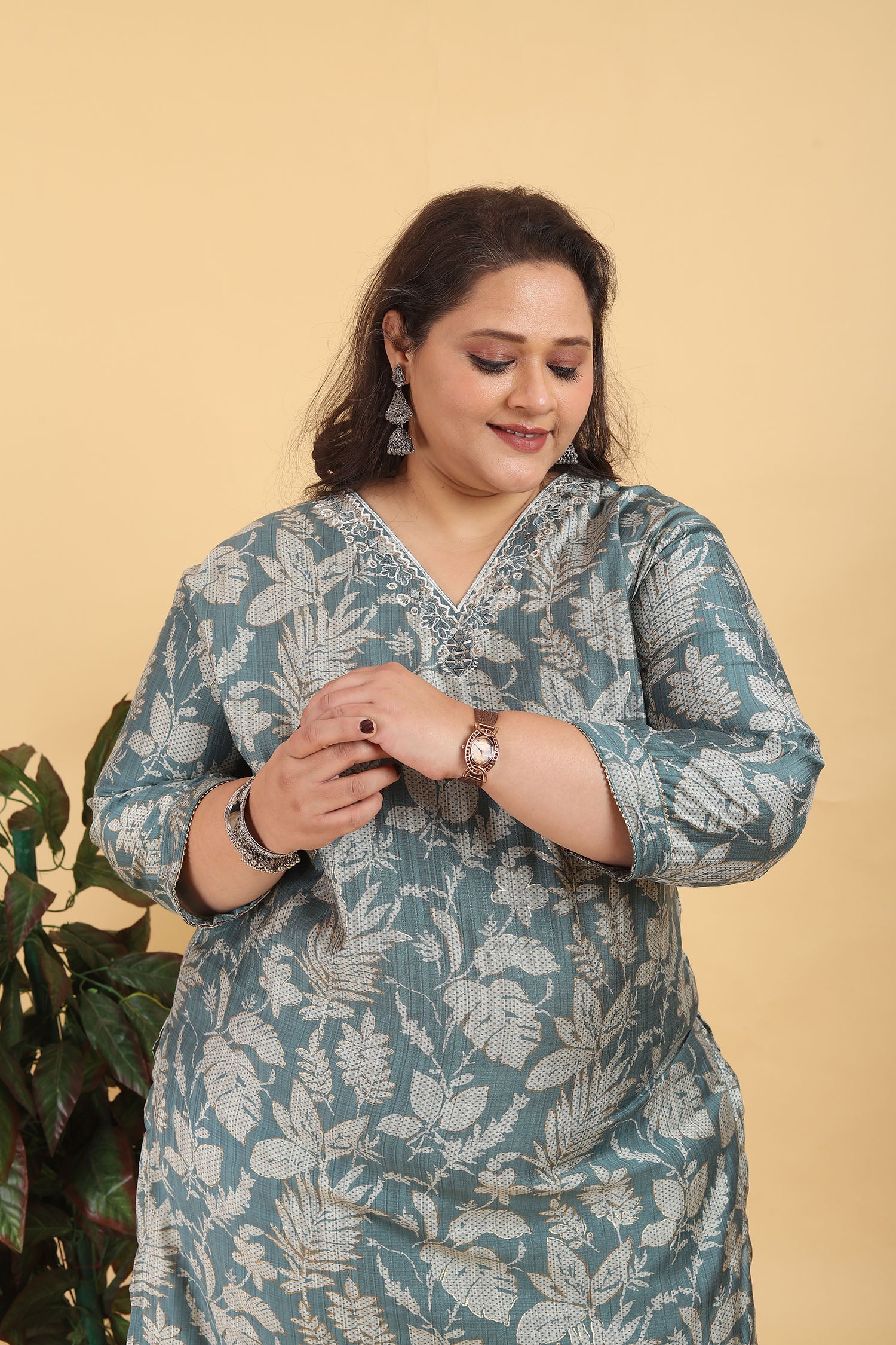 Clothiks Premium Lichi Viscose Export Quality With Handwork kurti