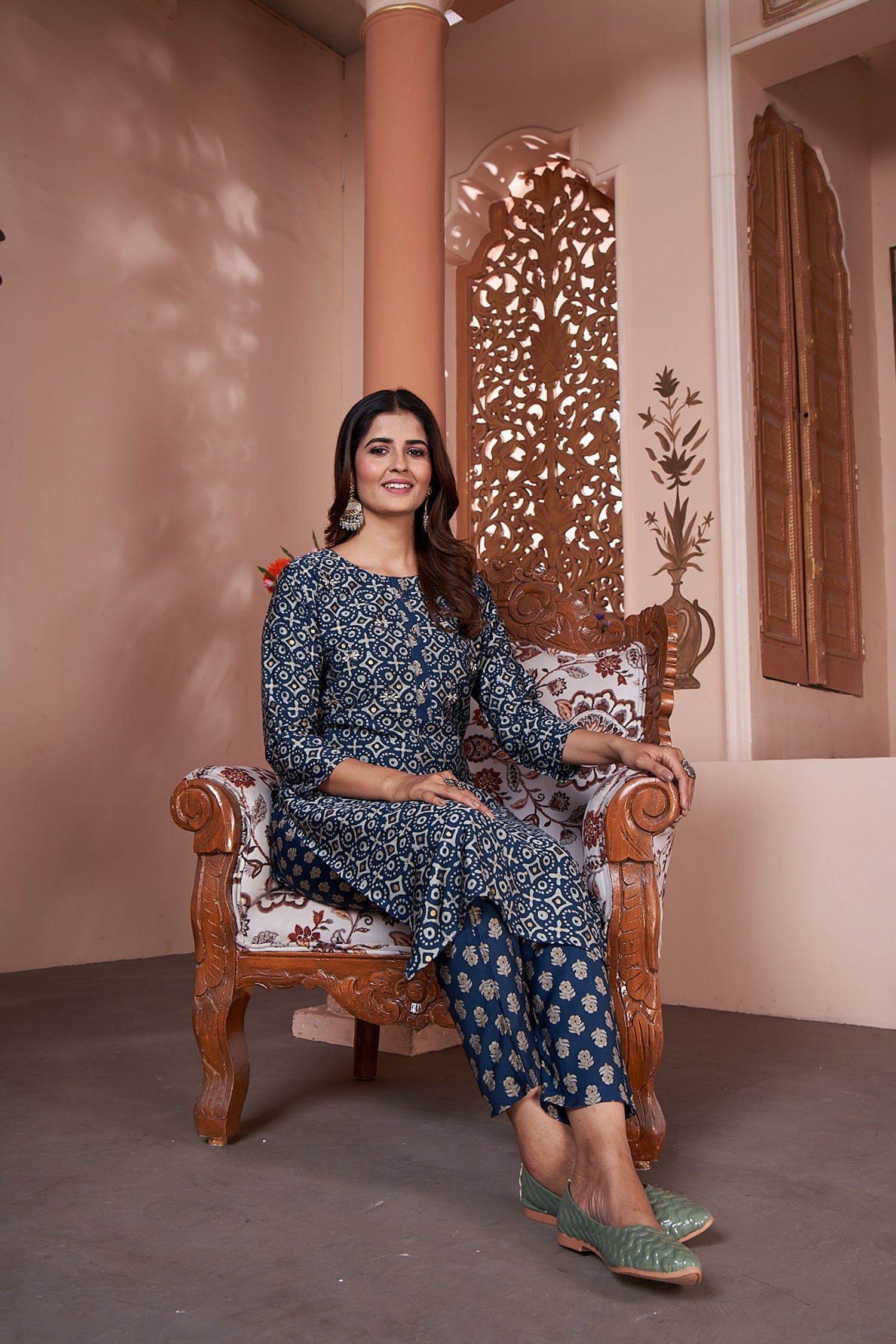 Clothiks Premium Royal Silk export quality With Handwork and Cotton Inner Stiched kurti
