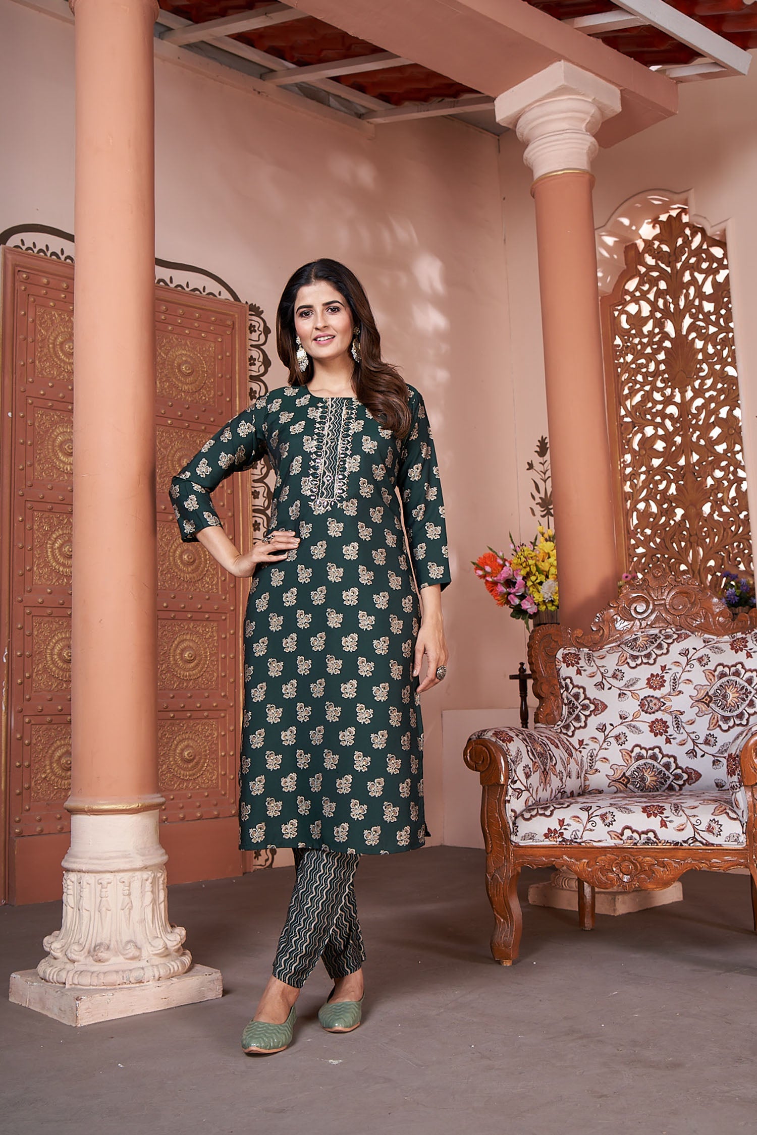 Clothiks Premium Royal Silk export quality With Handwork and Cotton Inner Stiched kurti
