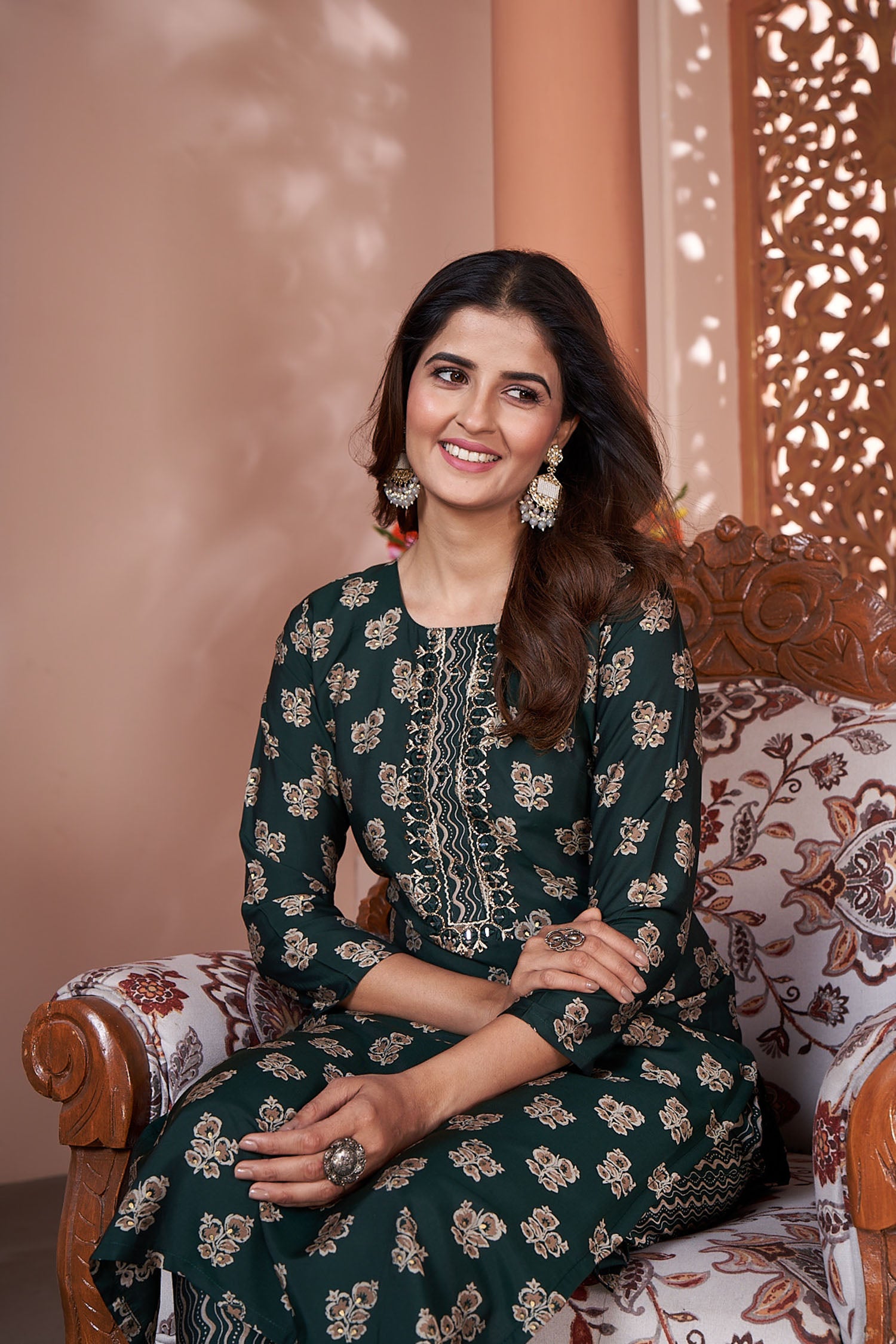 Clothiks Premium Royal Silk export quality With Handwork and Cotton Inner Stiched kurti