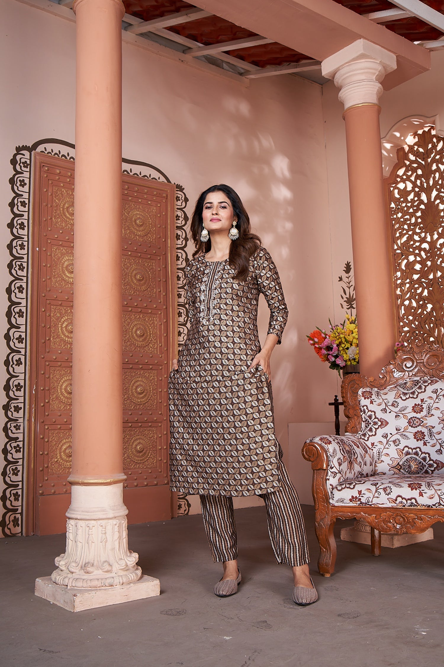 Clothiks Premium Royal Silk export quality With Handwork and Cotton Inner Stiched kurti
