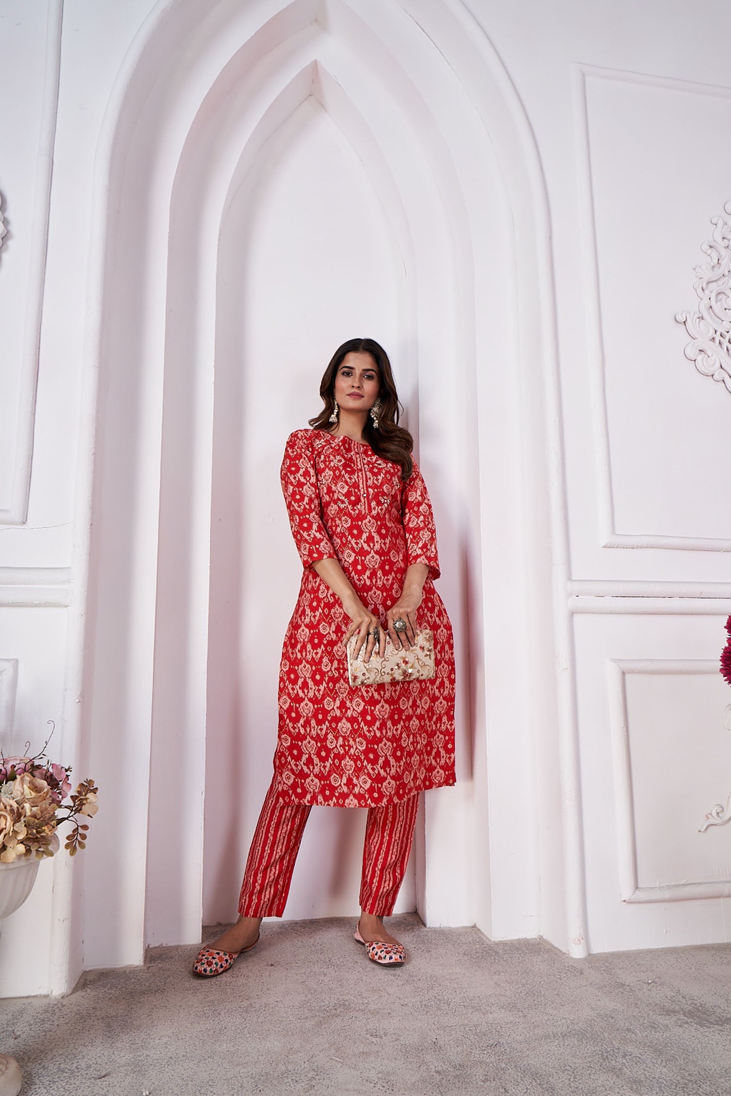 Clothiks Premium Royal Silk export quality With Handwork and Cotton Inner Stiched kurti