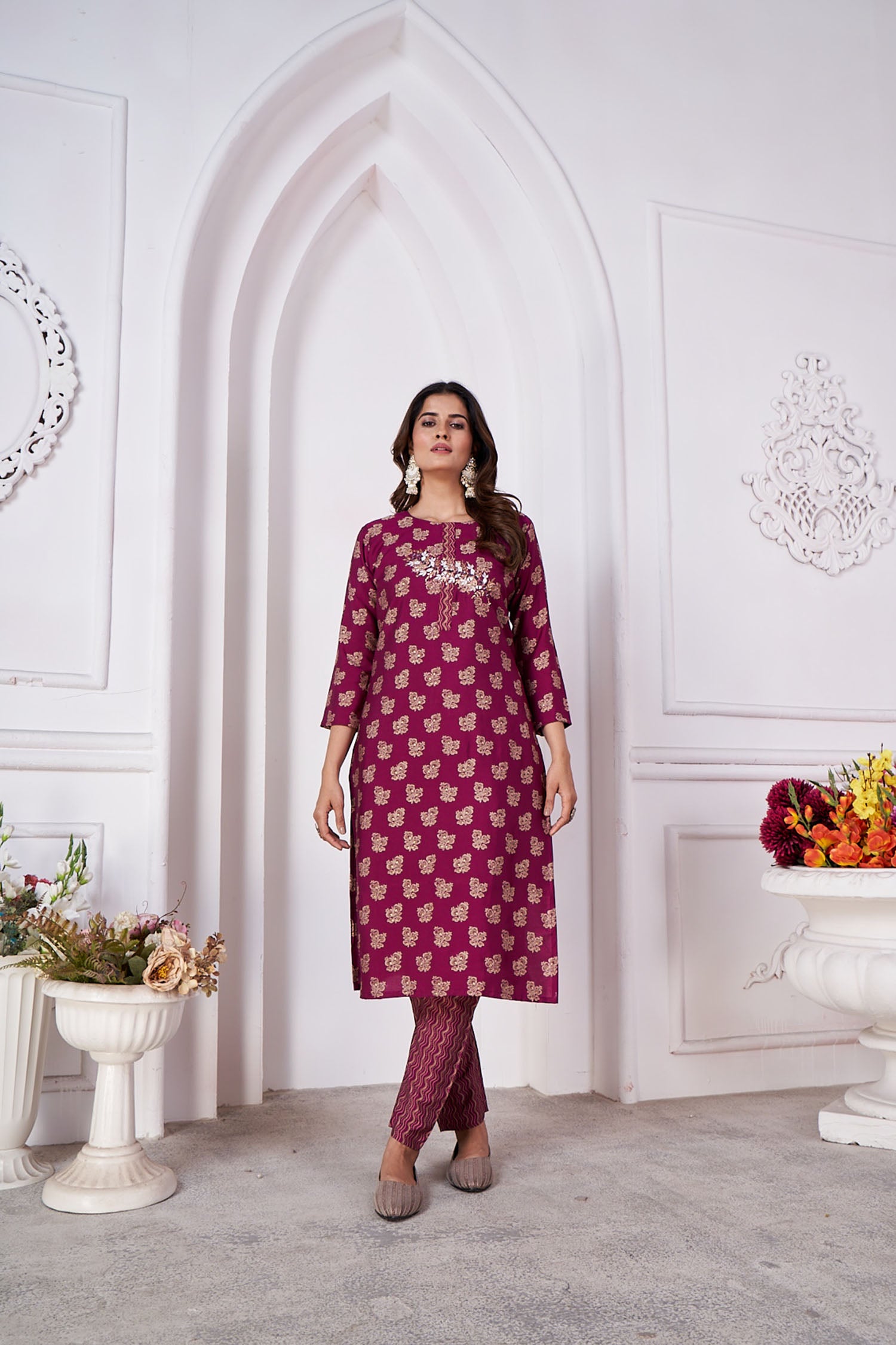 Clothiks Premium Royal Silk export quality With Handwork and Cotton Inner Stiched kurti