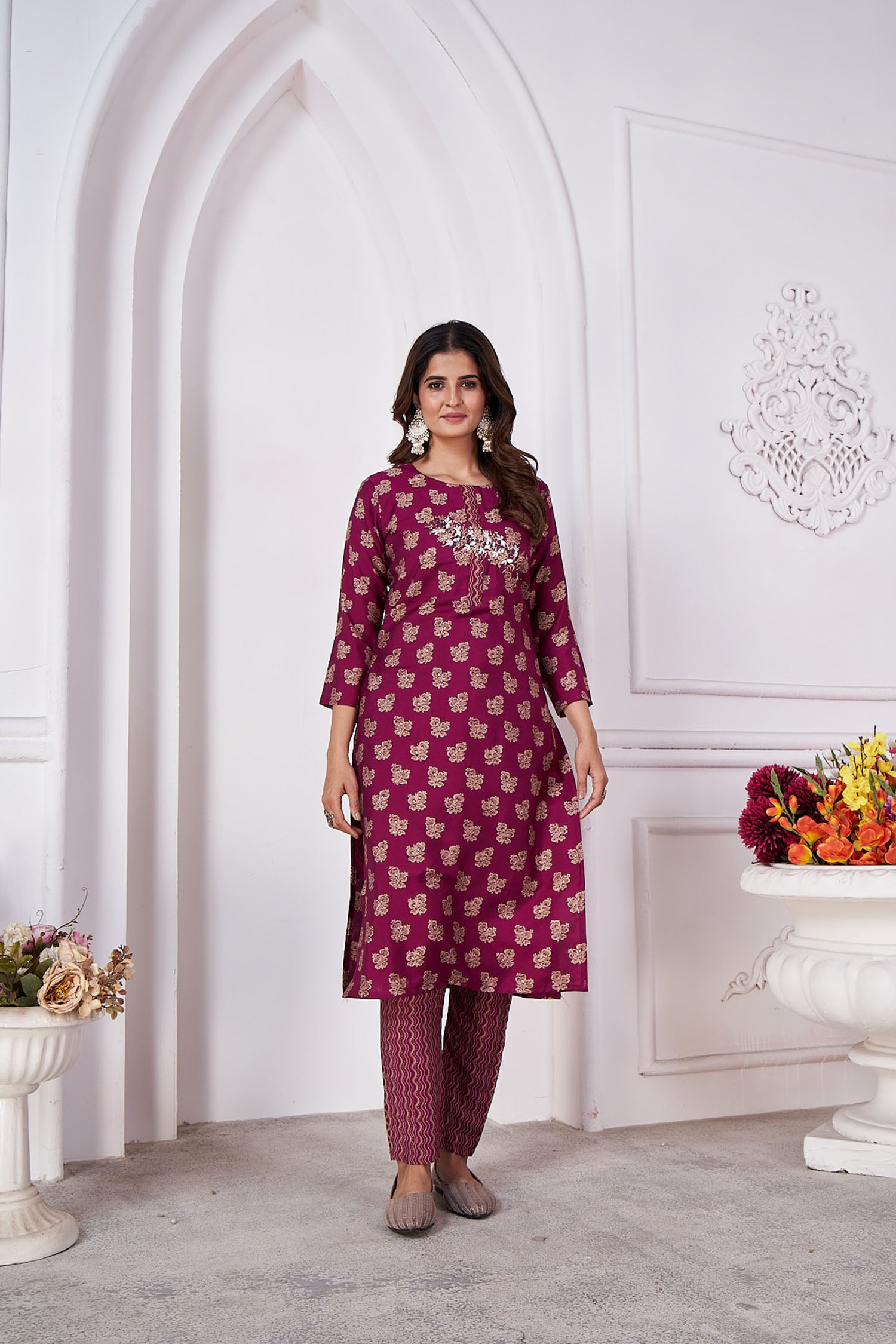 Clothiks Premium Royal Silk export quality With Handwork and Cotton Inner Stiched kurti