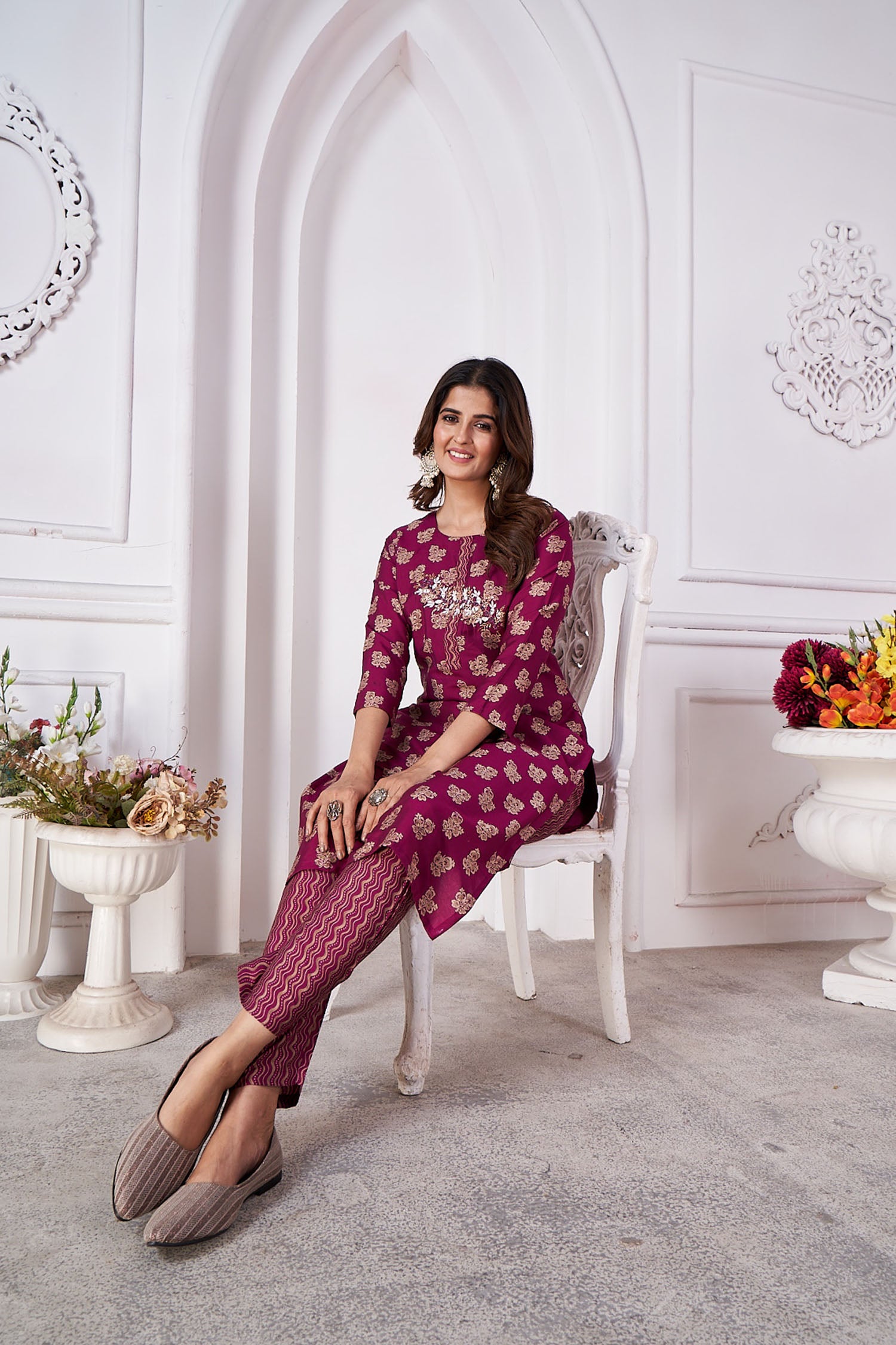Clothiks Premium Royal Silk export quality With Handwork and Cotton Inner Stiched kurti