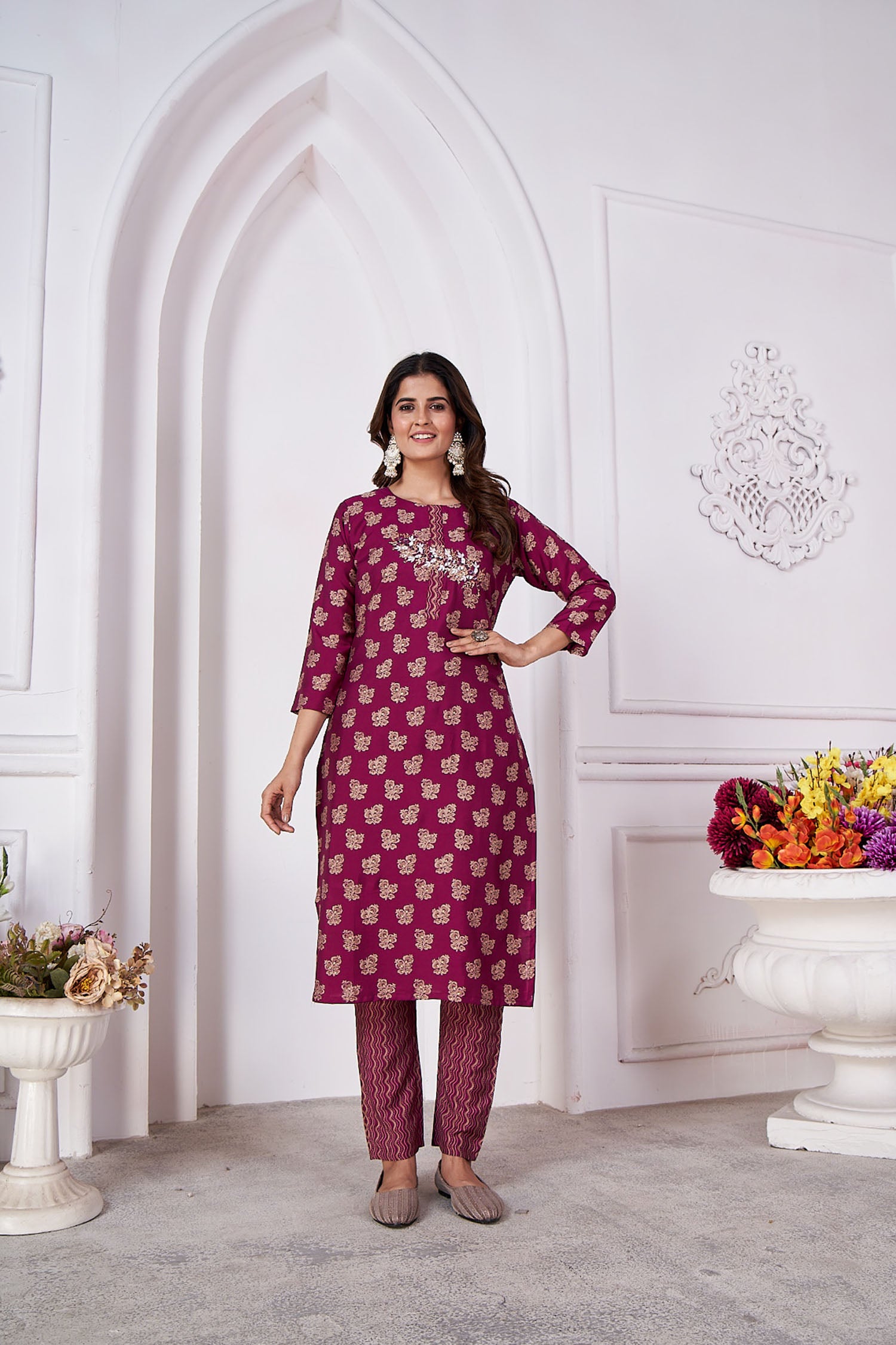 Clothiks Premium Royal Silk export quality With Handwork and Cotton Inner Stiched kurti