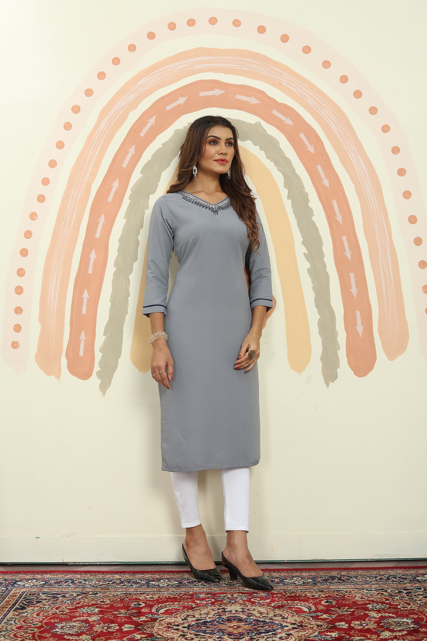 Clothiks Maaza Cotton Handwork with Pocket kurti