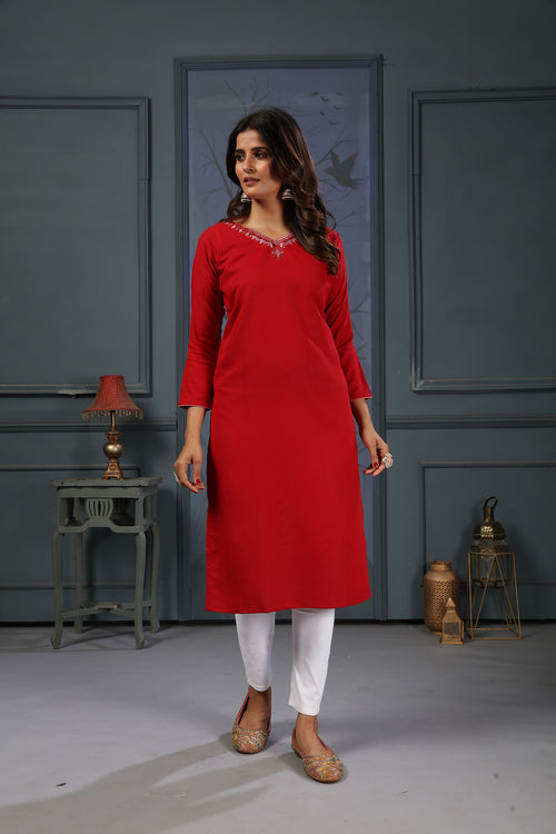 Clothiks Maaza Cotton Handwork with Pocket kurti