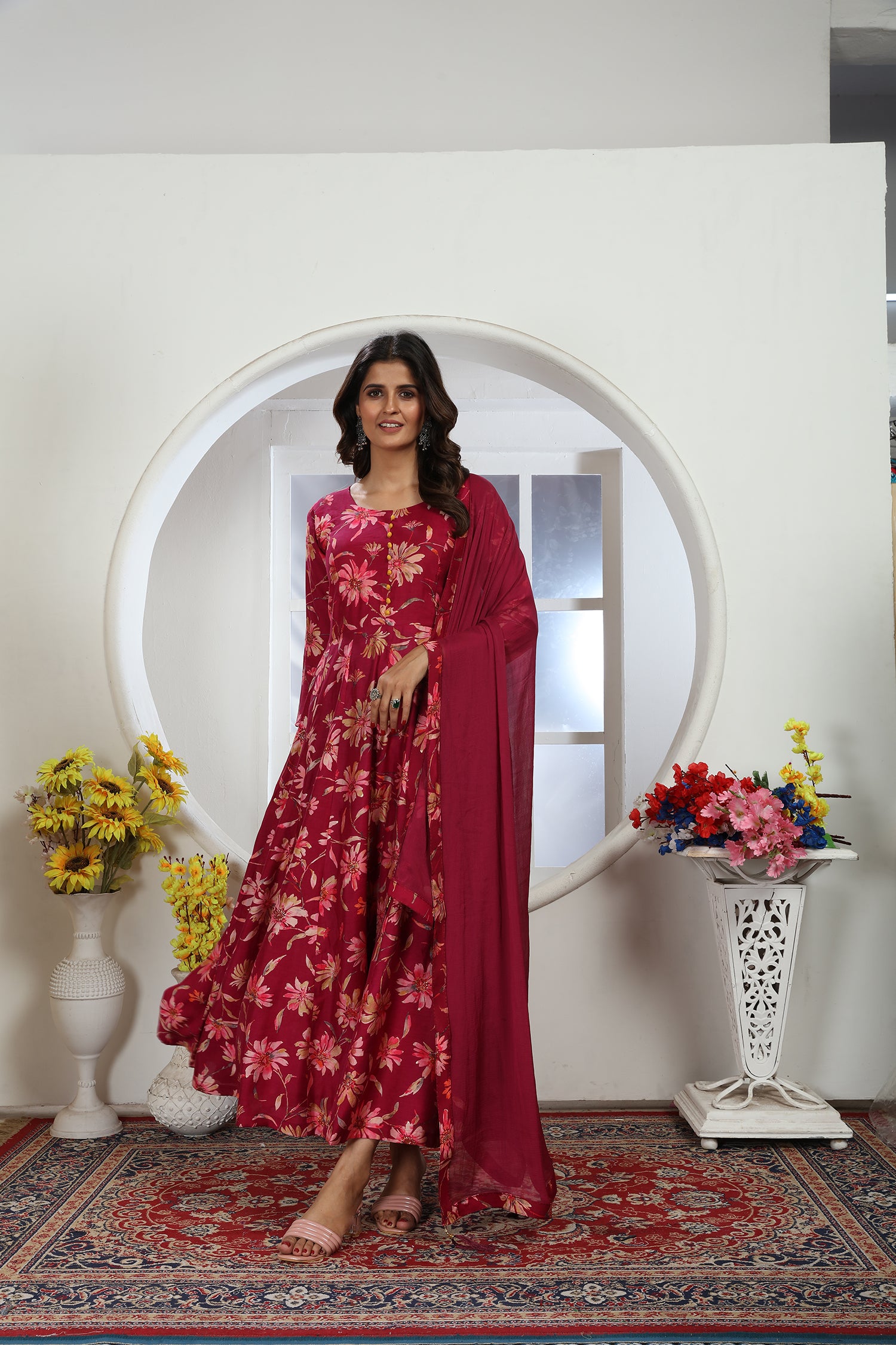Clothiks Premium Chanderi  Export Quality Long  Kurti