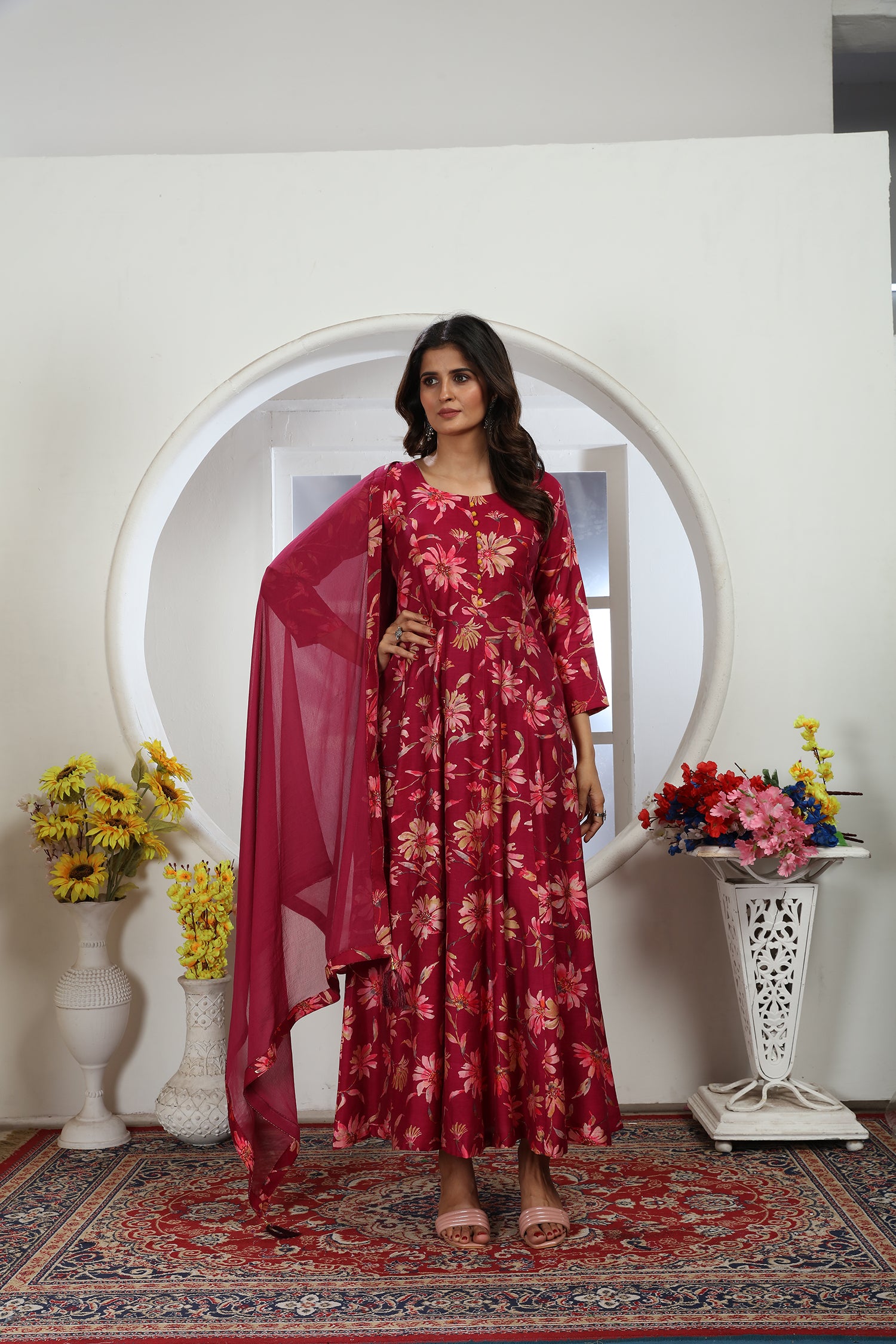 Clothiks Premium Chanderi  Export Quality Long  Kurti