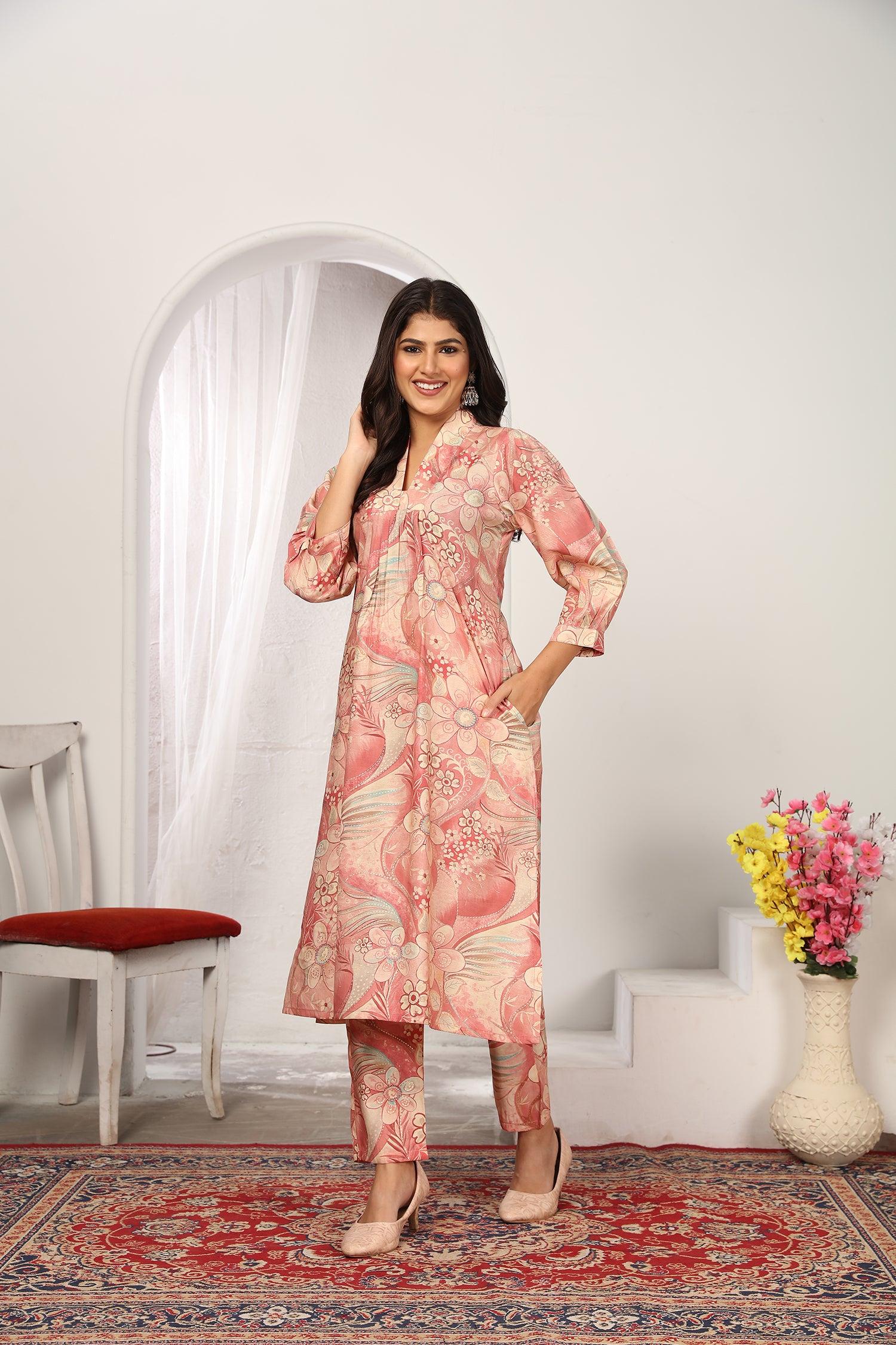 Clothiks Premium Chanderi export quality With Pocket kurti