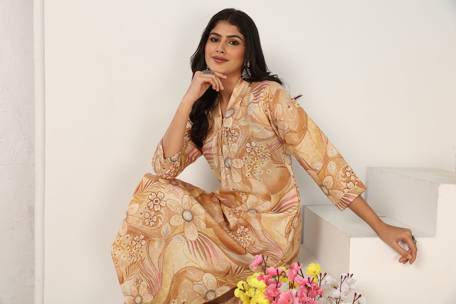 Clothiks Premium Chanderi export quality With Pocket kurti
