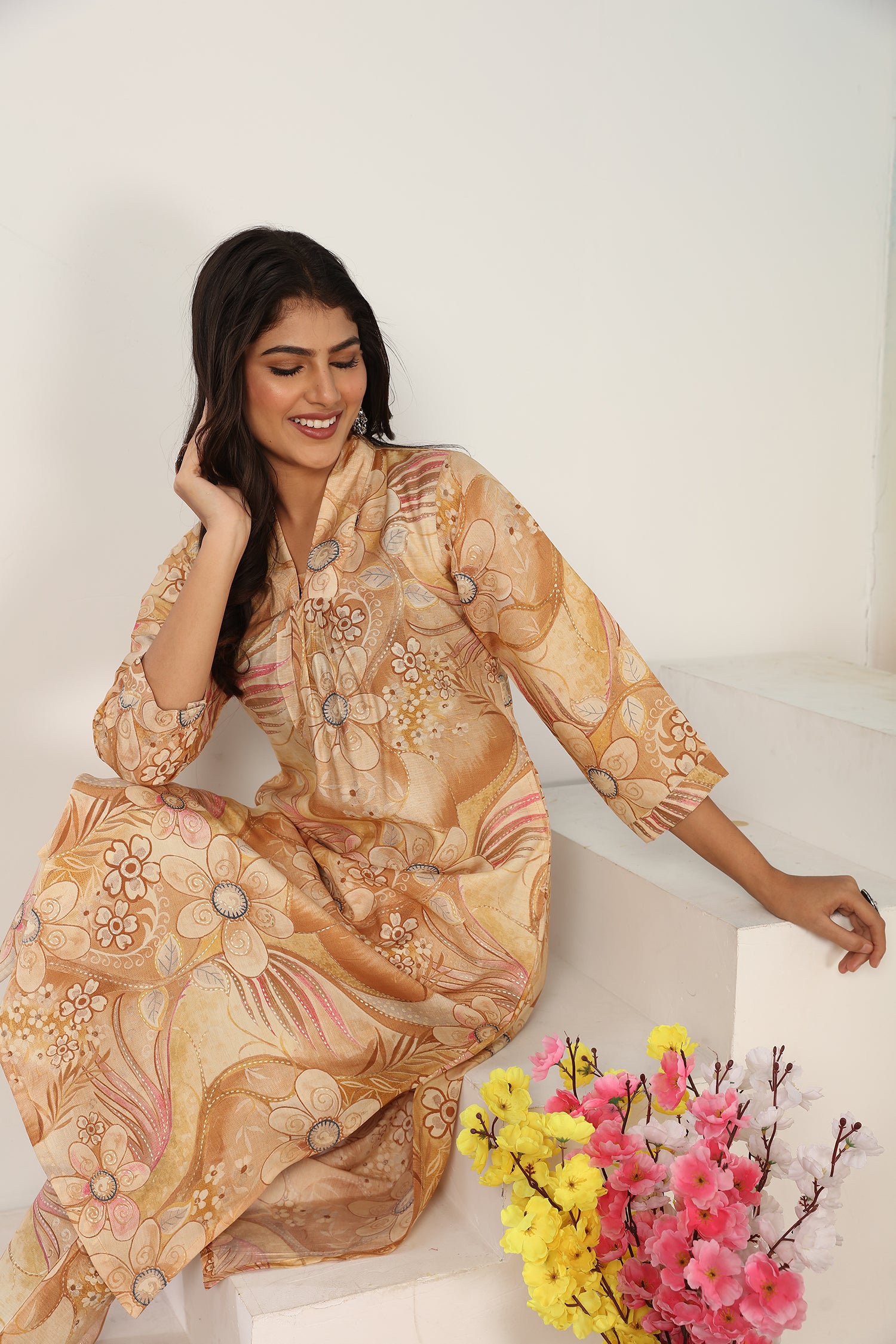 Clothiks Premium Chanderi export quality With Pocket kurti