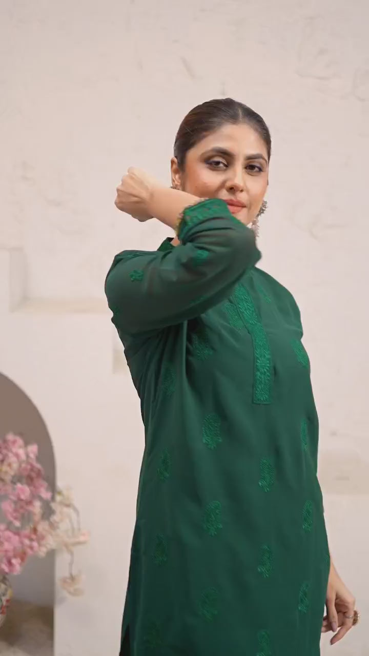Clothiks Heavy Fox Gorgert with embroidery work Inner Stiched kurti