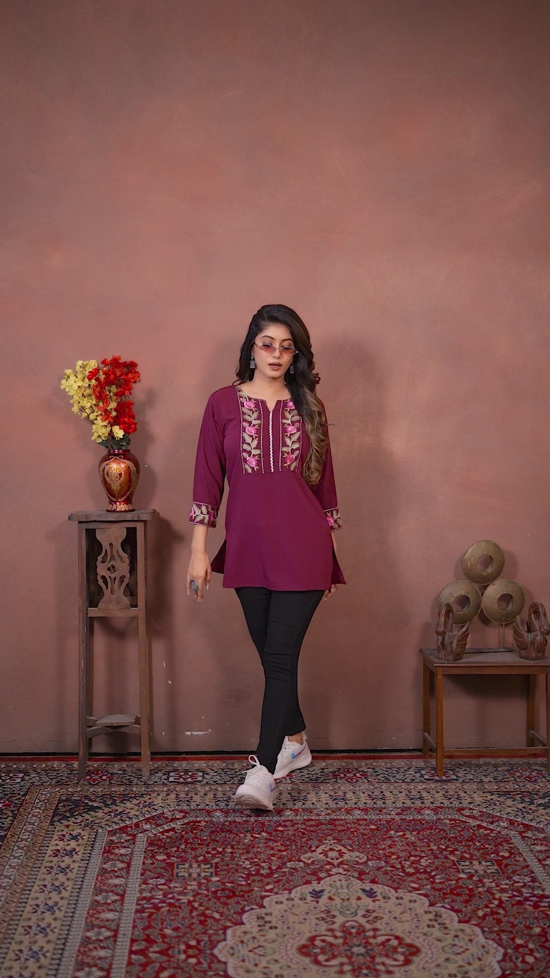 Clothiks Rinkal Cotton With Embroidery Work kurti