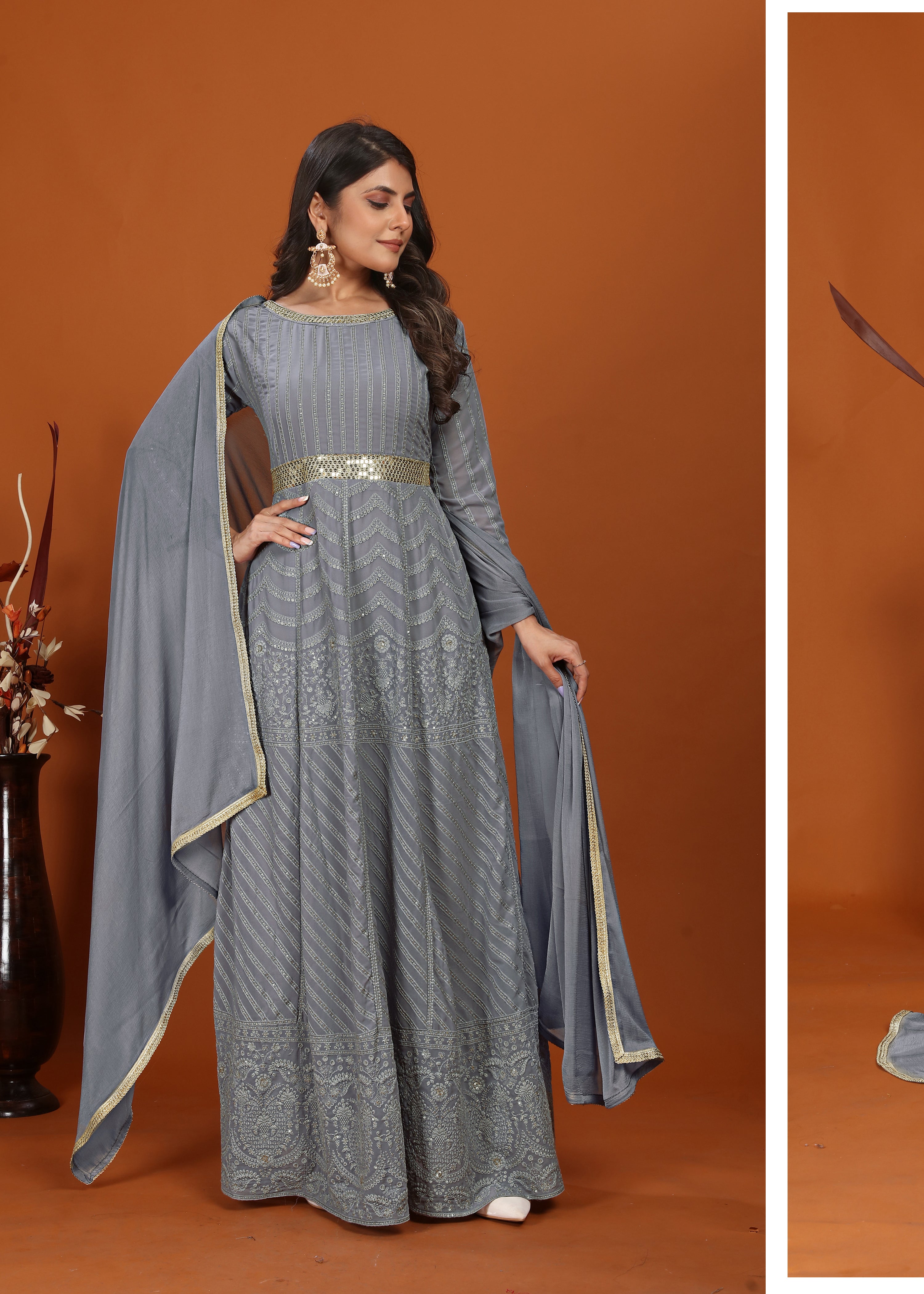 Clothiks Premium Fox With Heavy Embroidery Inner Stiched kurti