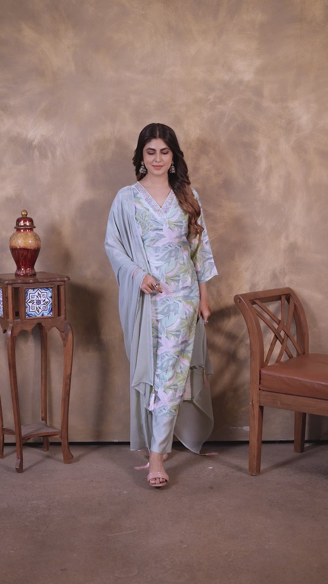 Clothiks Premium Chanderi Export Quality Handwork Full stiched kurti