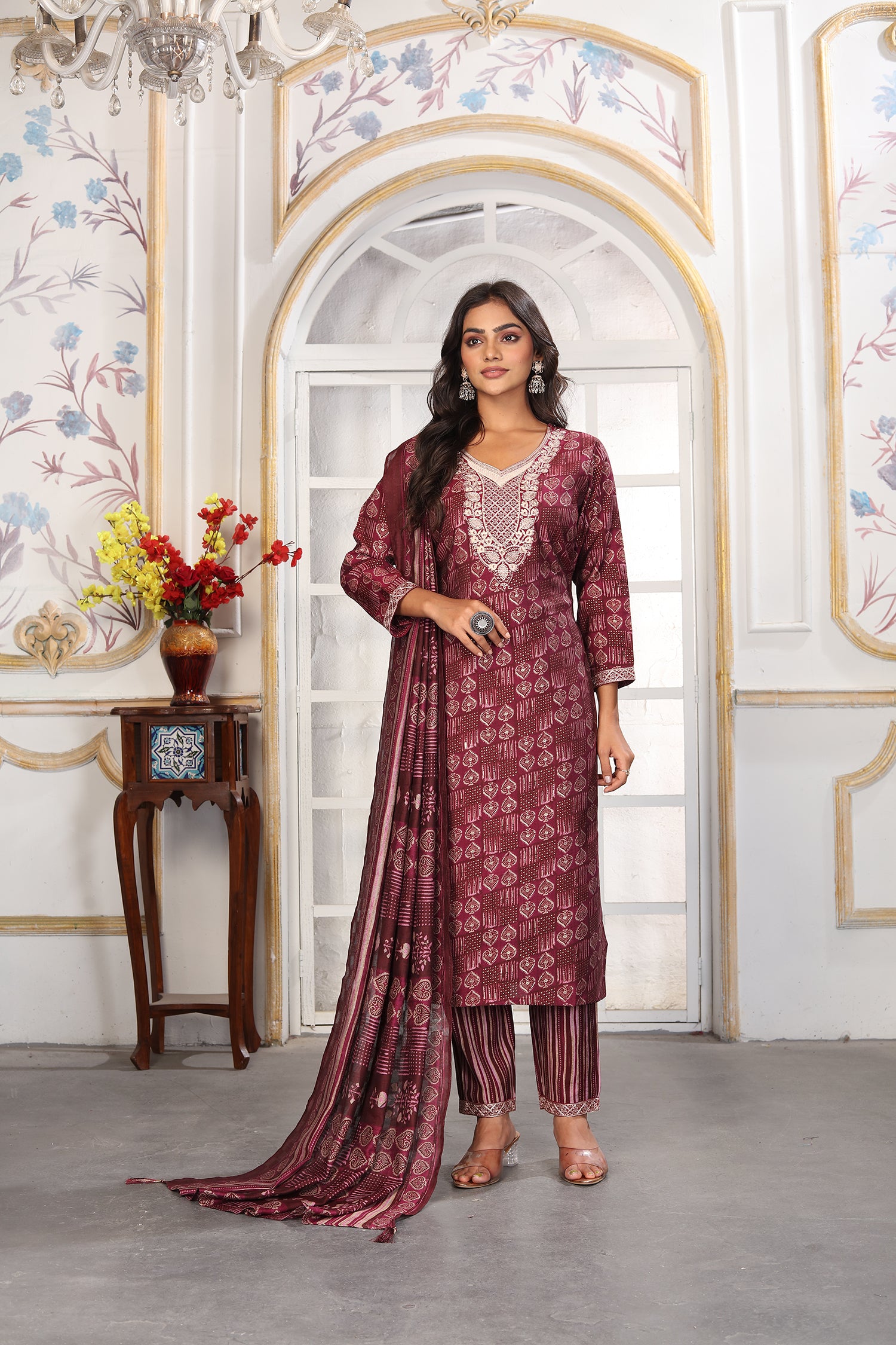 Clothiks Premium Chanderi Export Quality Embroidery Full stiched kurti