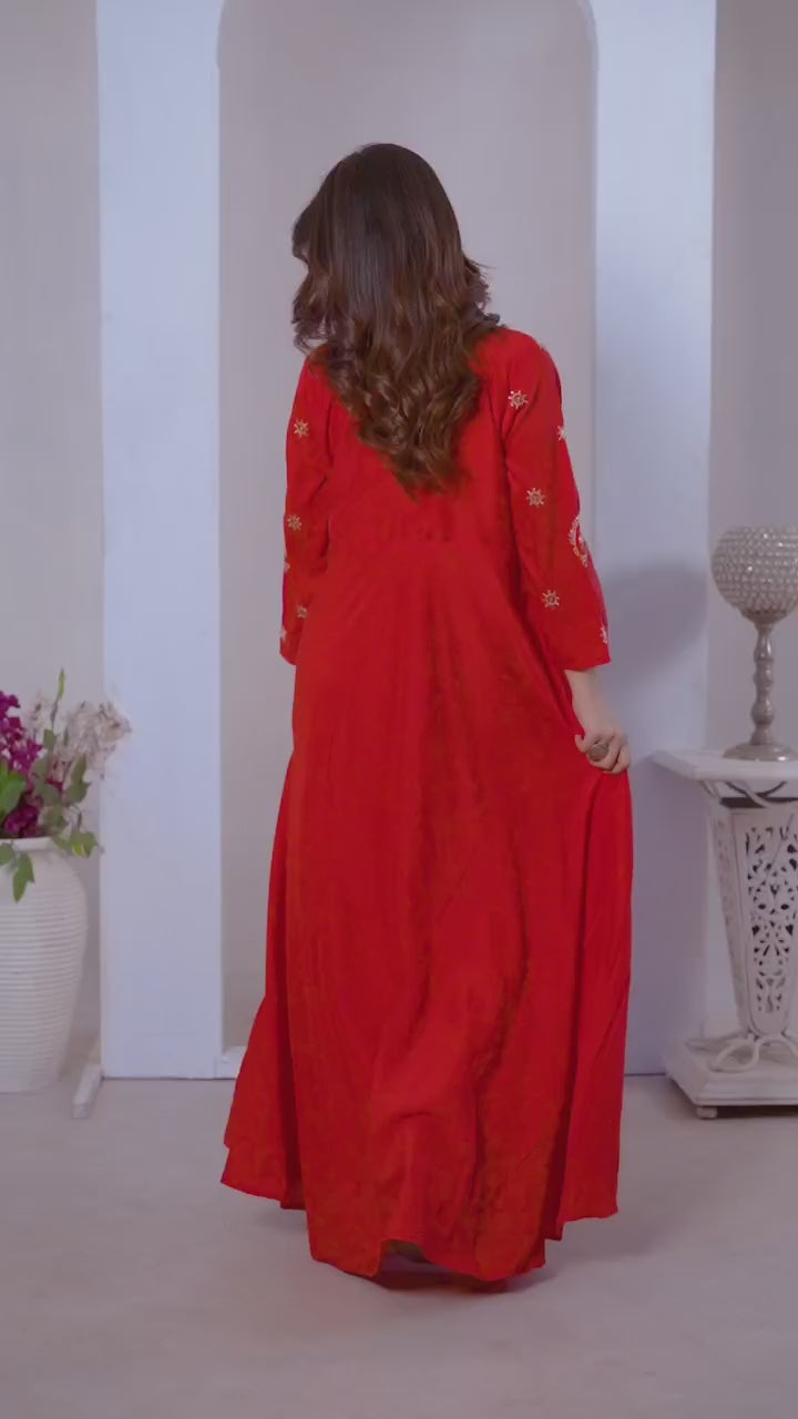 Clothiks Heavy Maslin With Heavy Embroidery Cotton Inner Stiched kurti