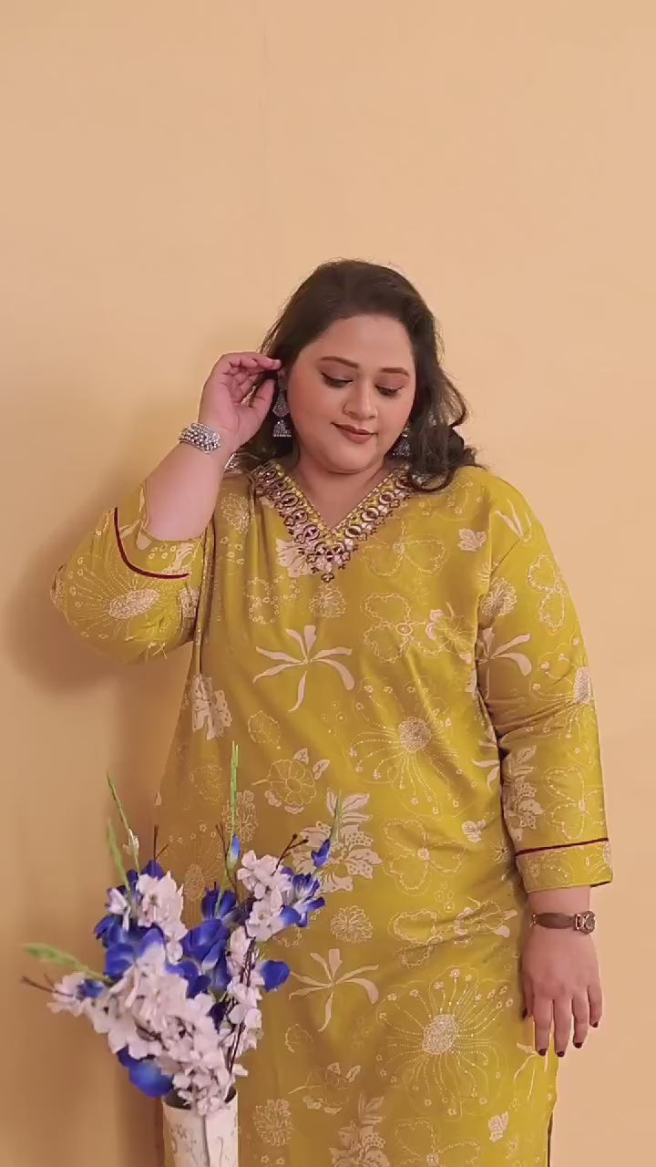 Clothiks Premium Riyon Export Quality With Handwork kurti