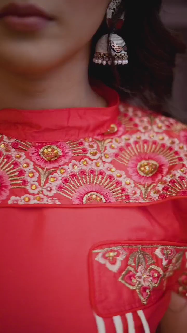 Clothiks Triva Silk With Heavy Embroidery Inner Stiched goan