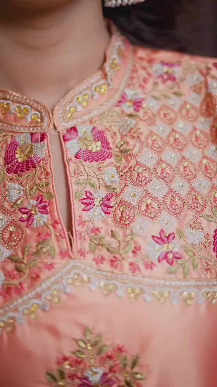 Clothiks Triva Silk With Heavy Embroidery Inner Stiched goan